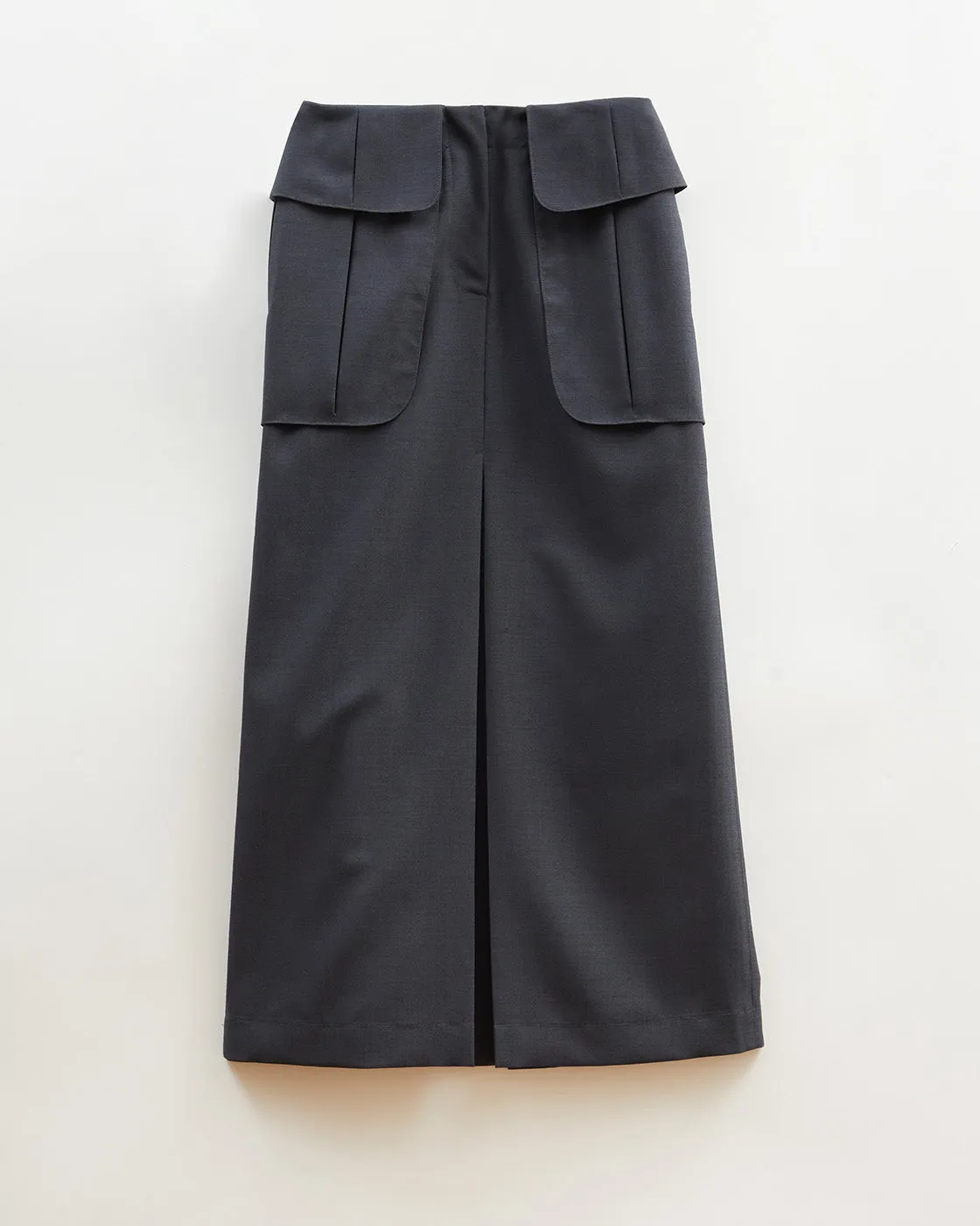 Lila Skirt Wool Blend Suiting Slate