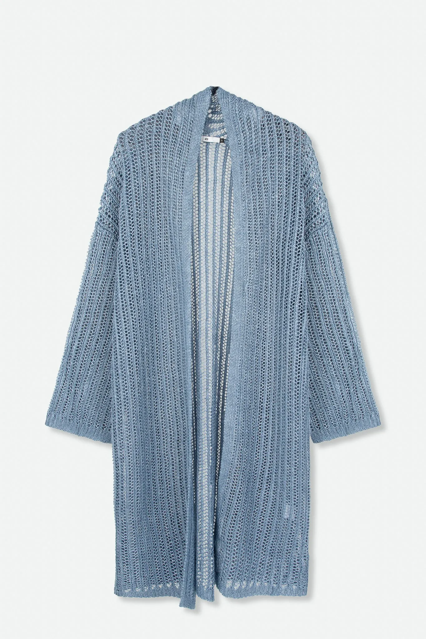 LONG LINE CARDIGAN IN OPEN ITALIAN LINEN KNIT