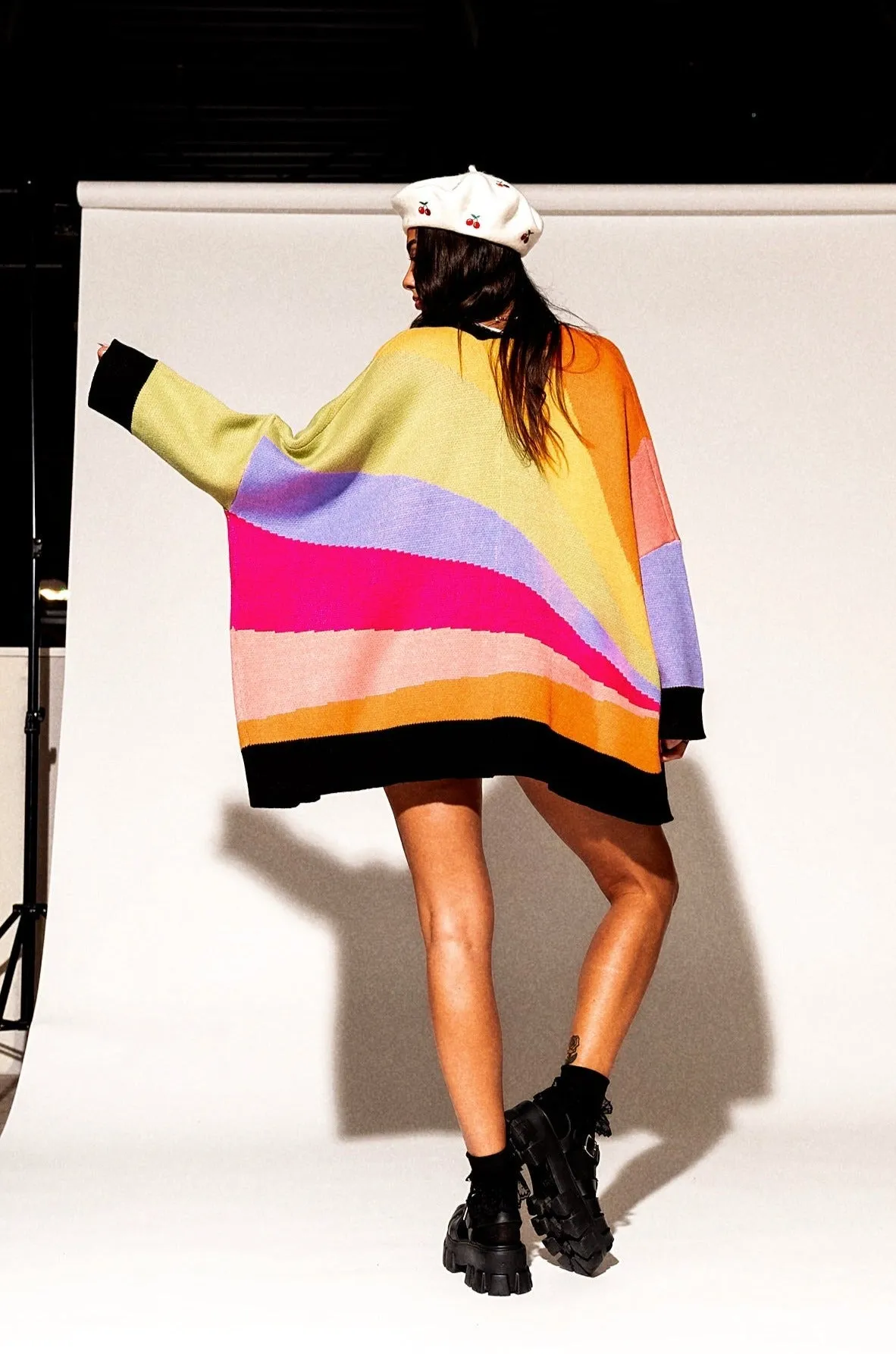 Love Drunk Rainbow Oversized Cardigan