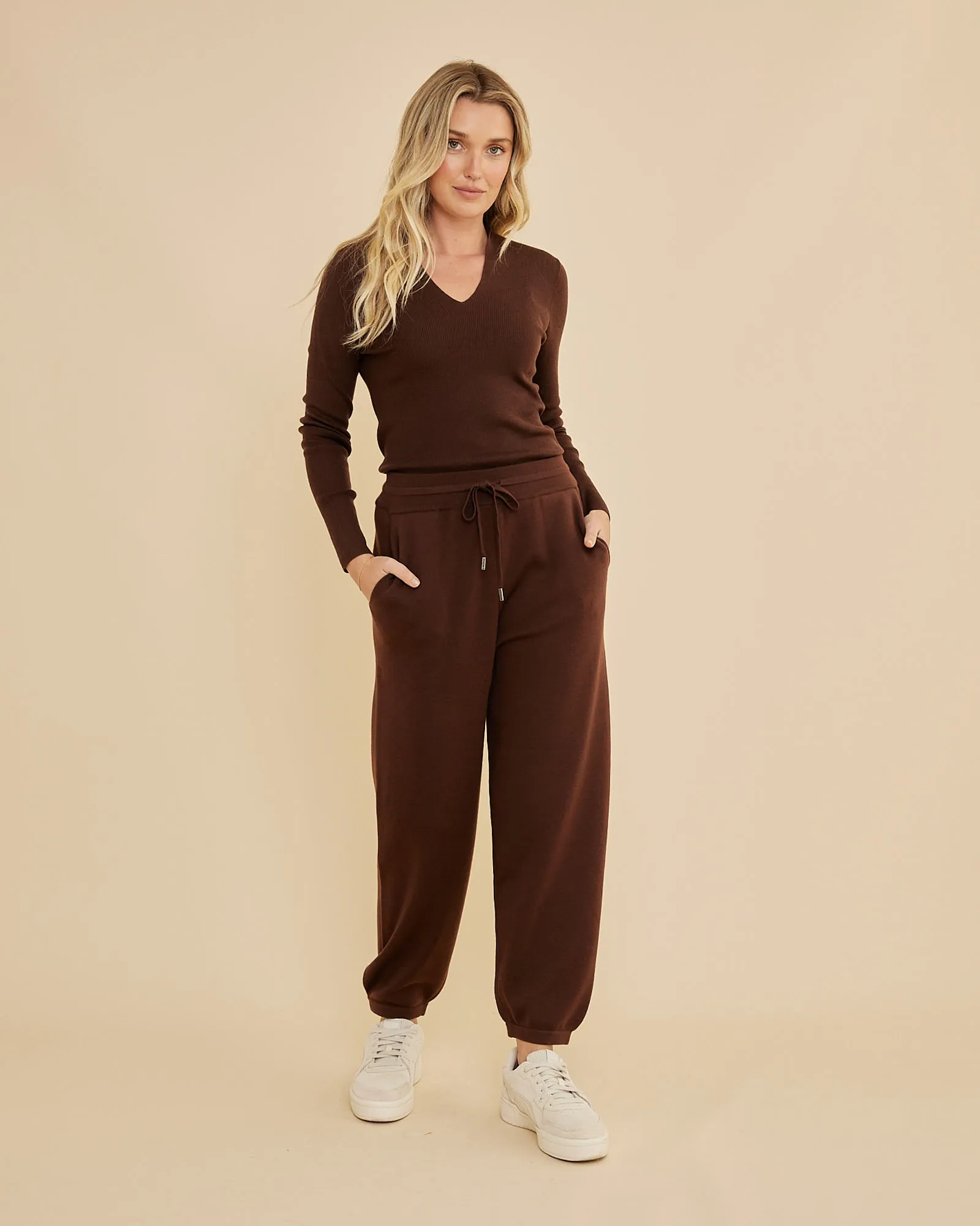 Lyon Merino Knit Jogger - Chocolate