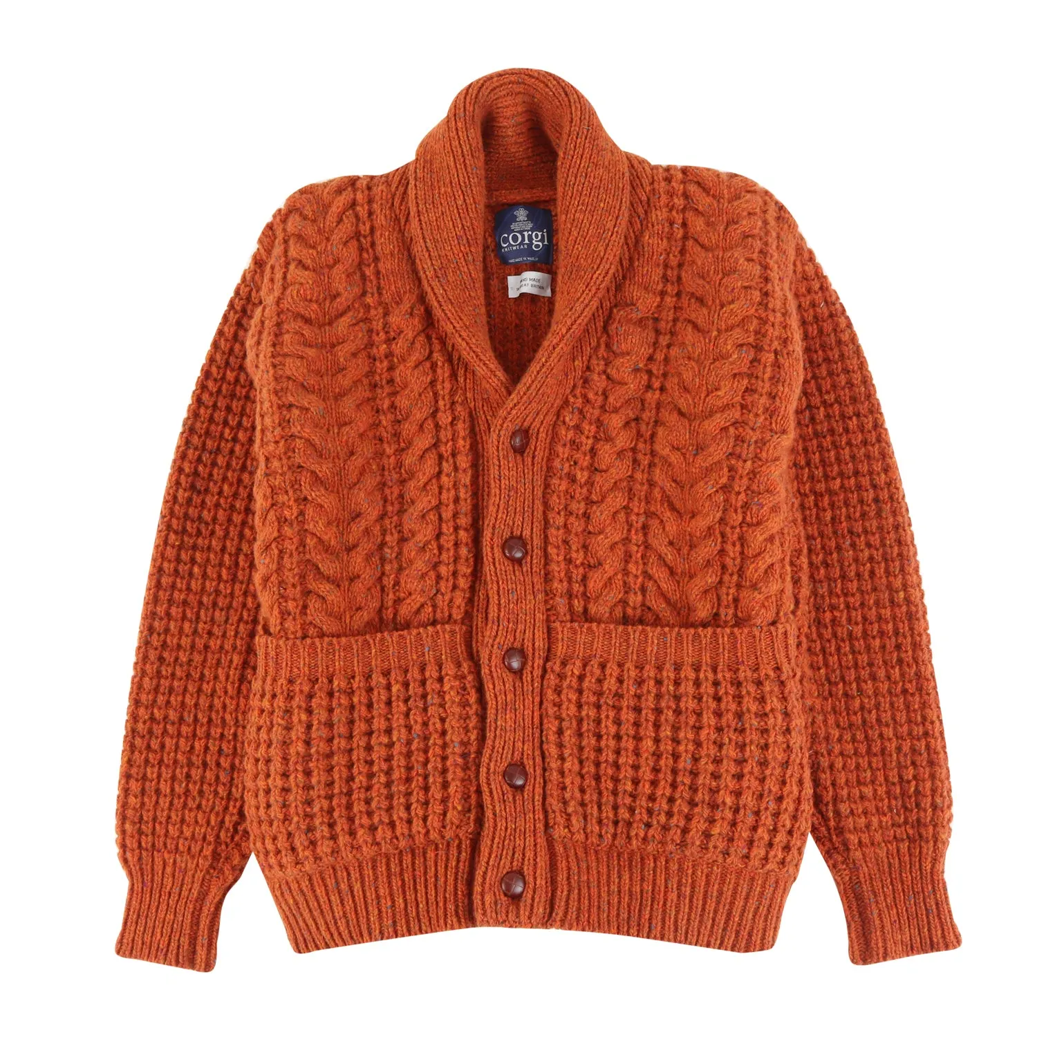 Men's Cable Donegal Wool Cardigan