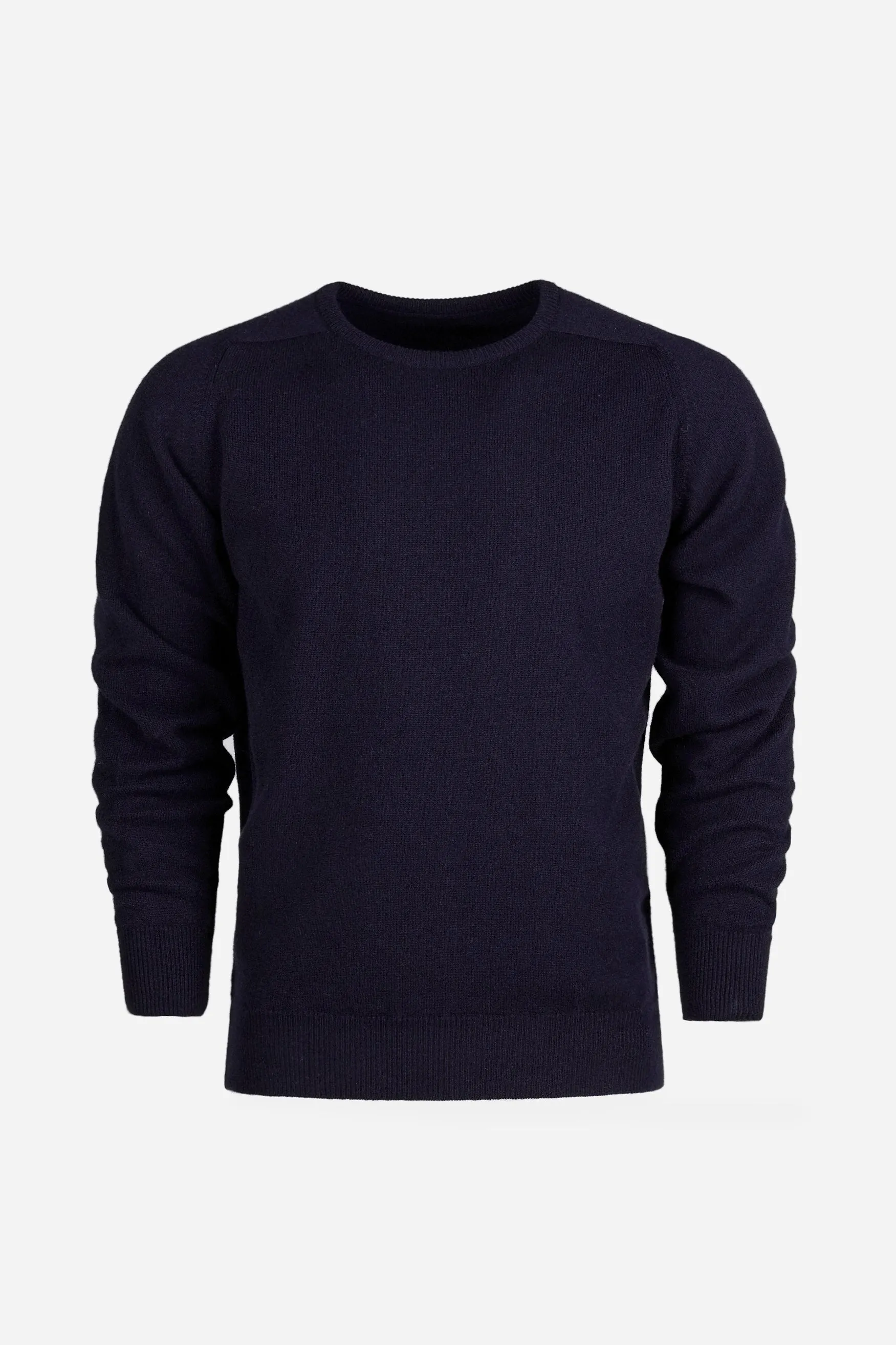 Men's Lambswool Saddle Shoulder Crew Neck - Navy