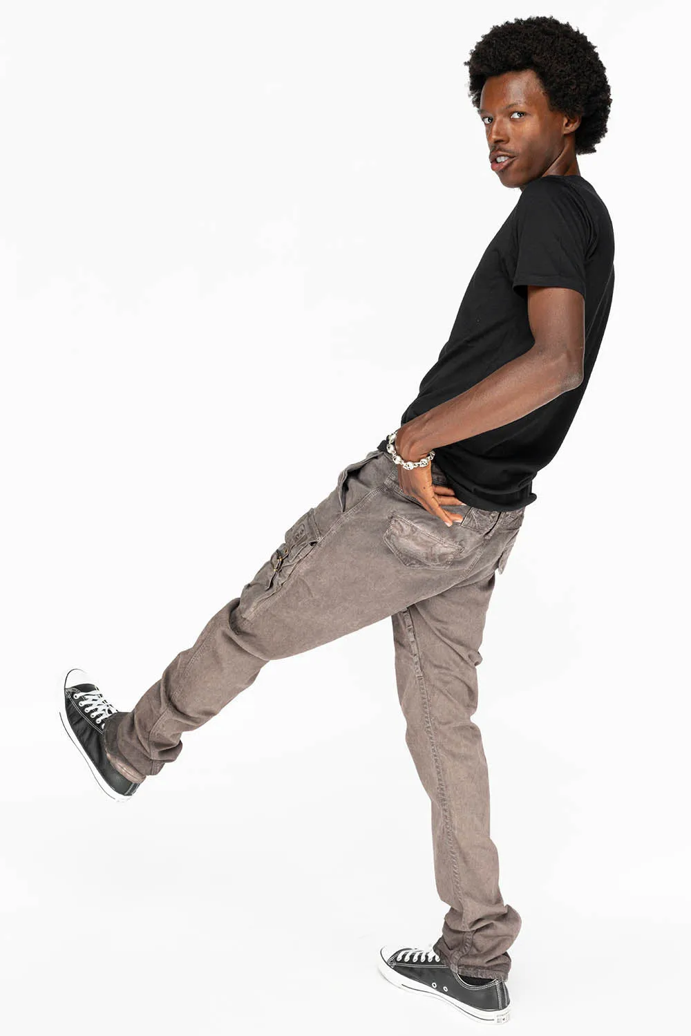 MENS TECHNIQUE CARGO PANTS IN COTTON CHOCOLALE