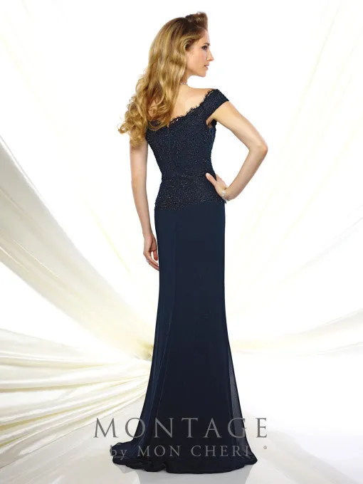 Montage 116937 Off Shoulder Sweetheart Chiffon Gown