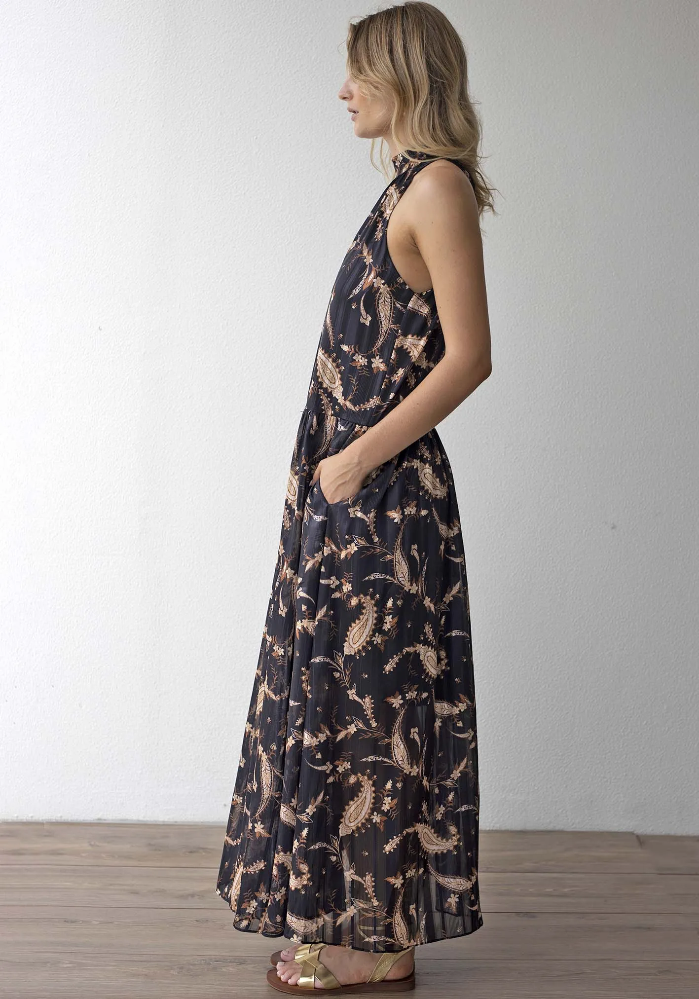 Nighttide Paisley Halter Maxi Dress