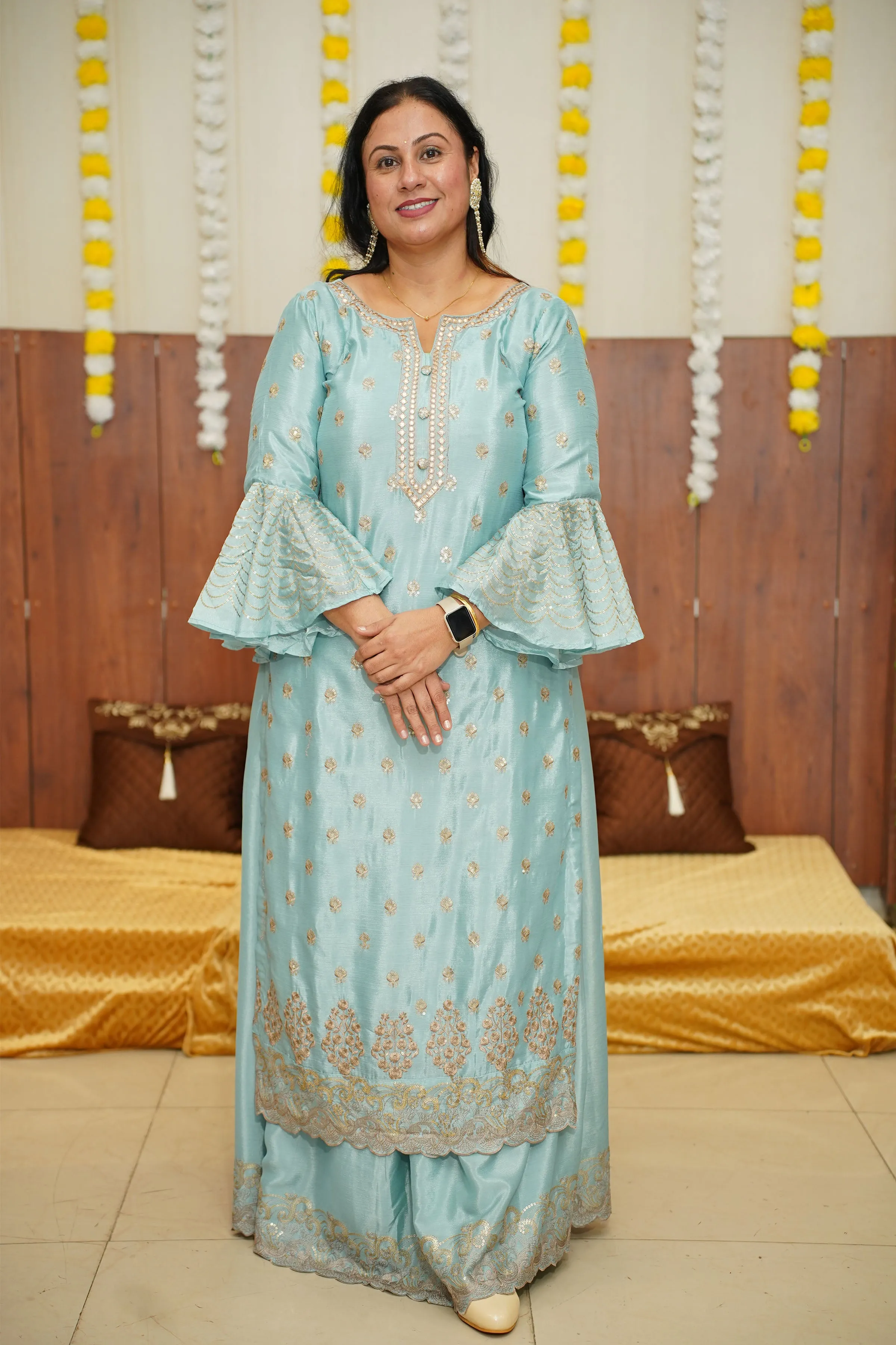 Opulent Blue Fancy Skirt Suit