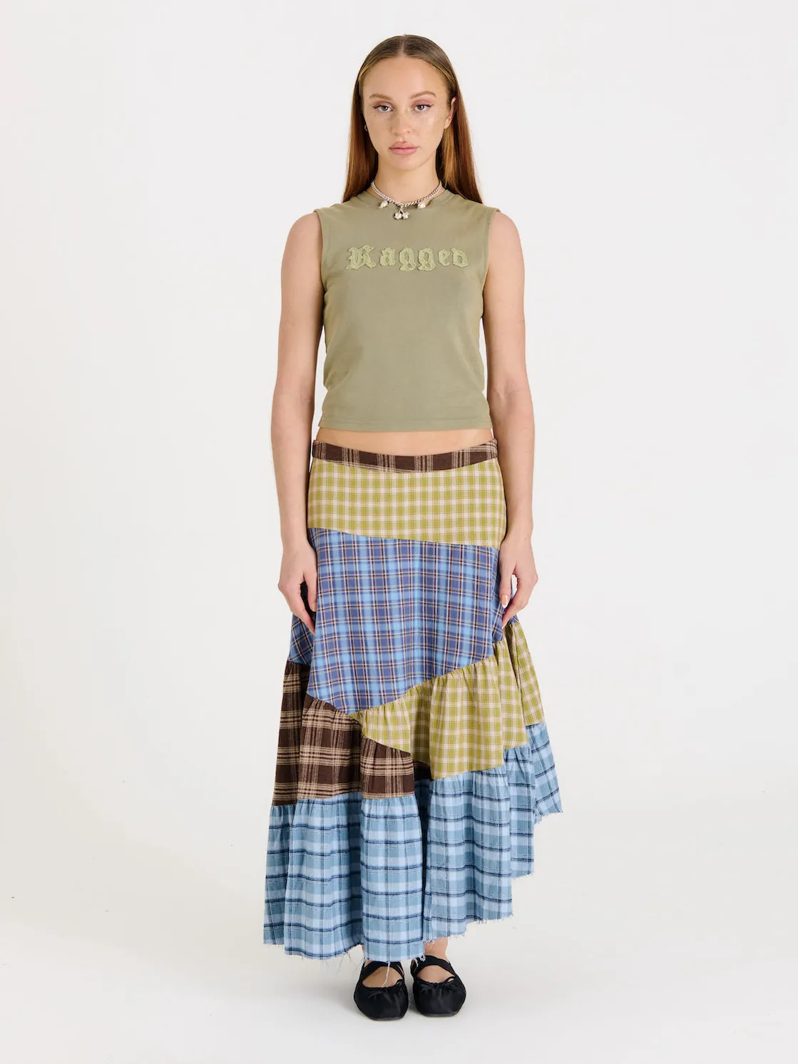 Pain Tartan Patchwork Maxi Skirt