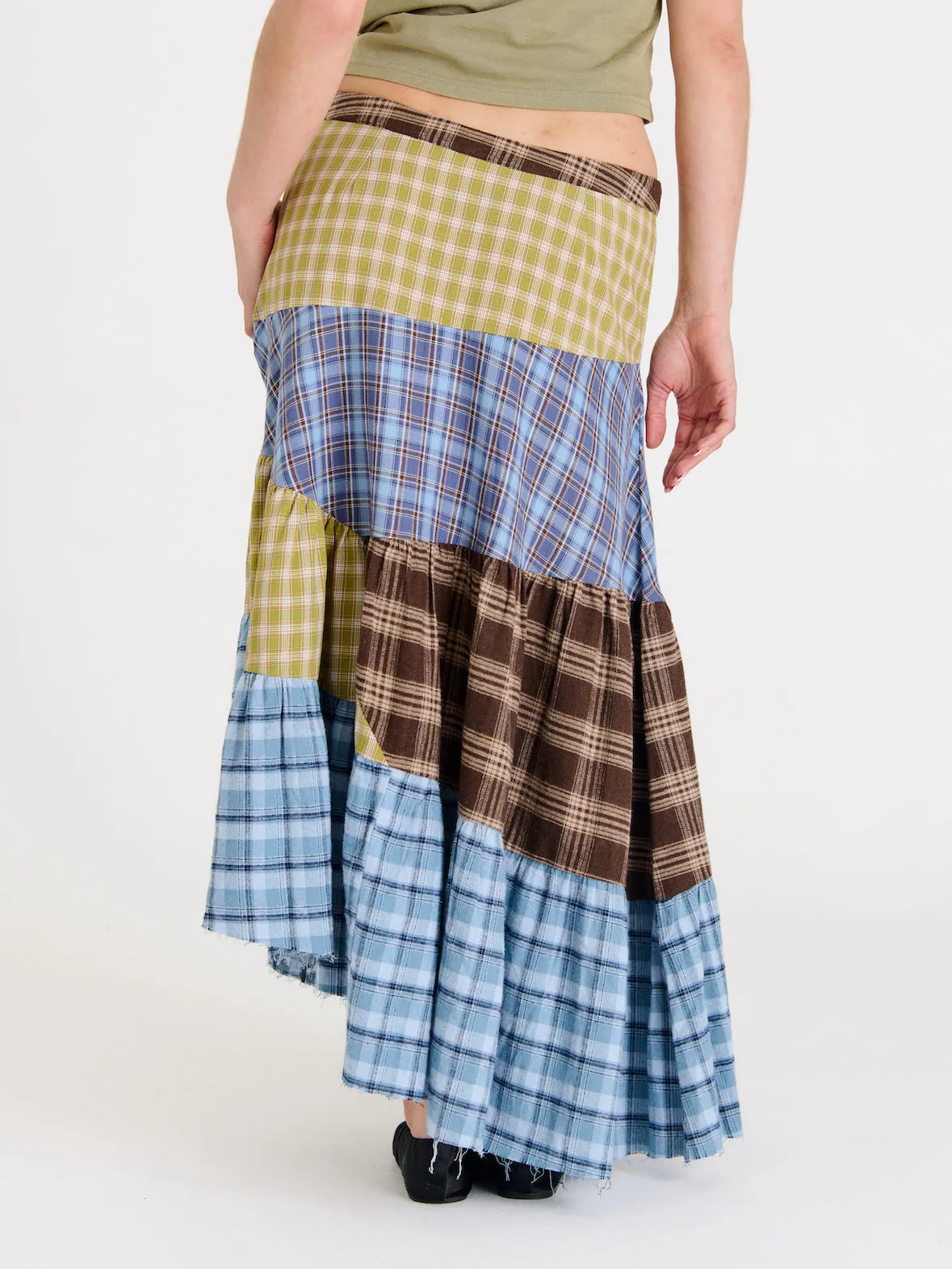 Pain Tartan Patchwork Maxi Skirt