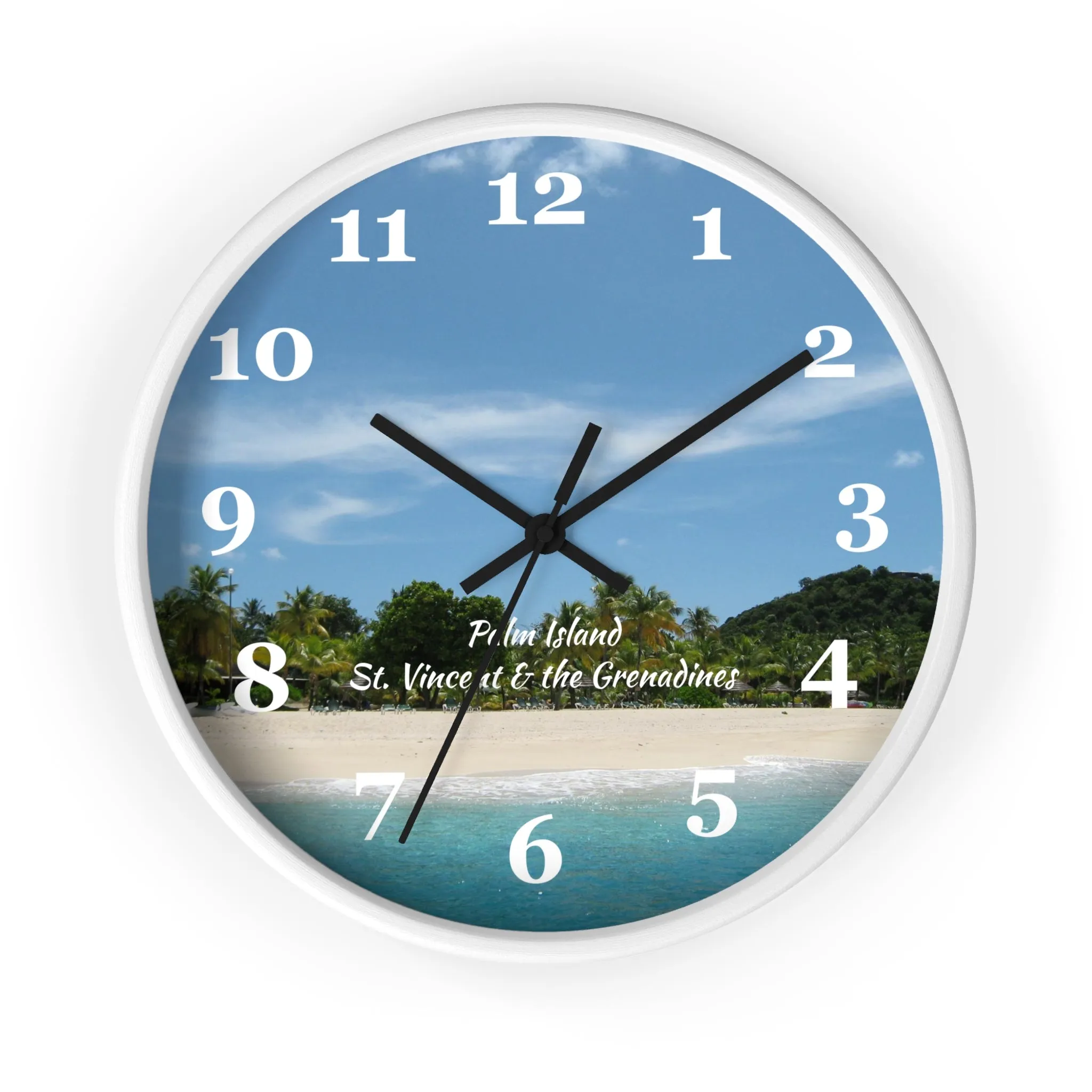 Palm Island Beach Wall Clock, St. Vincent and the Grenadines Palm Island Beach clock