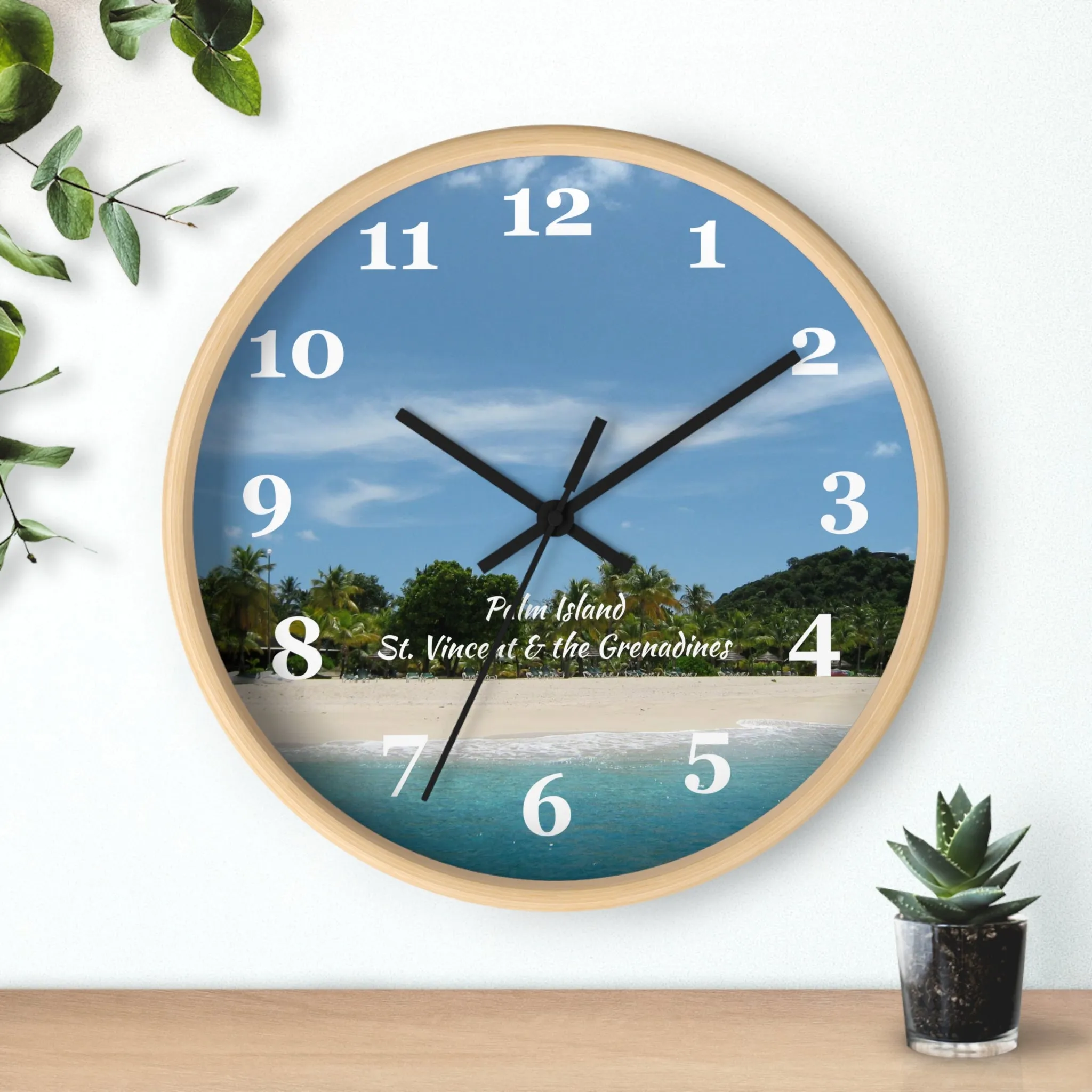 Palm Island Beach Wall Clock, St. Vincent and the Grenadines Palm Island Beach clock