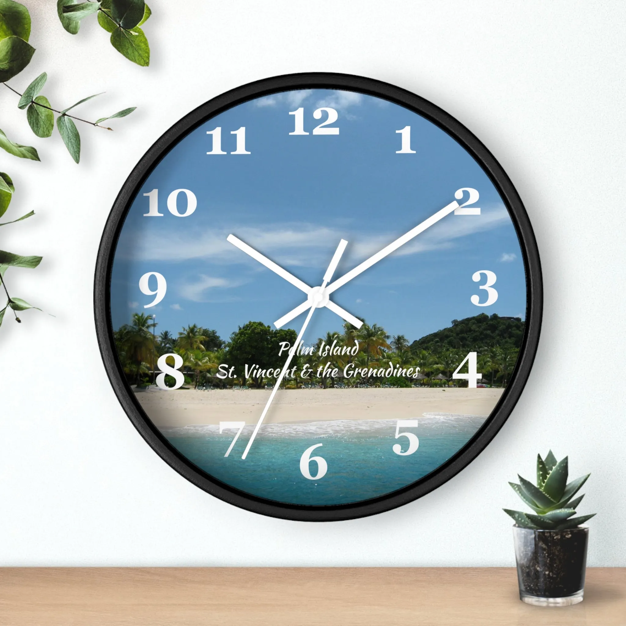 Palm Island Beach Wall Clock, St. Vincent and the Grenadines Palm Island Beach clock