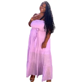 Plus Size Lavender Tube Tiered Maxi Dress