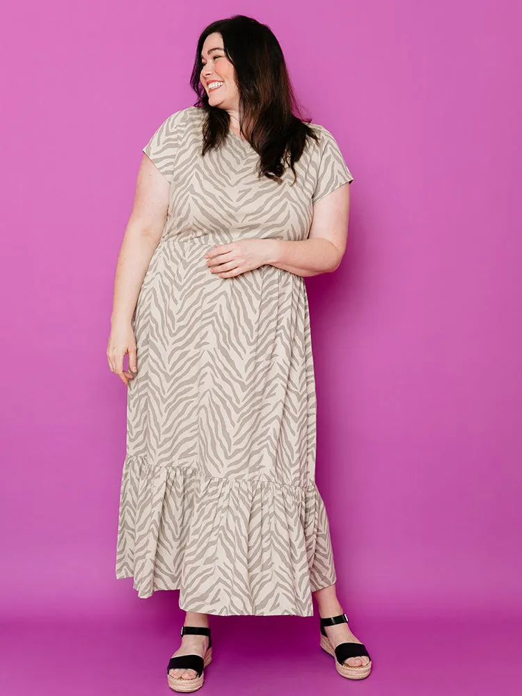 Randi Plus Size Midi Dress - Savanna Stripe