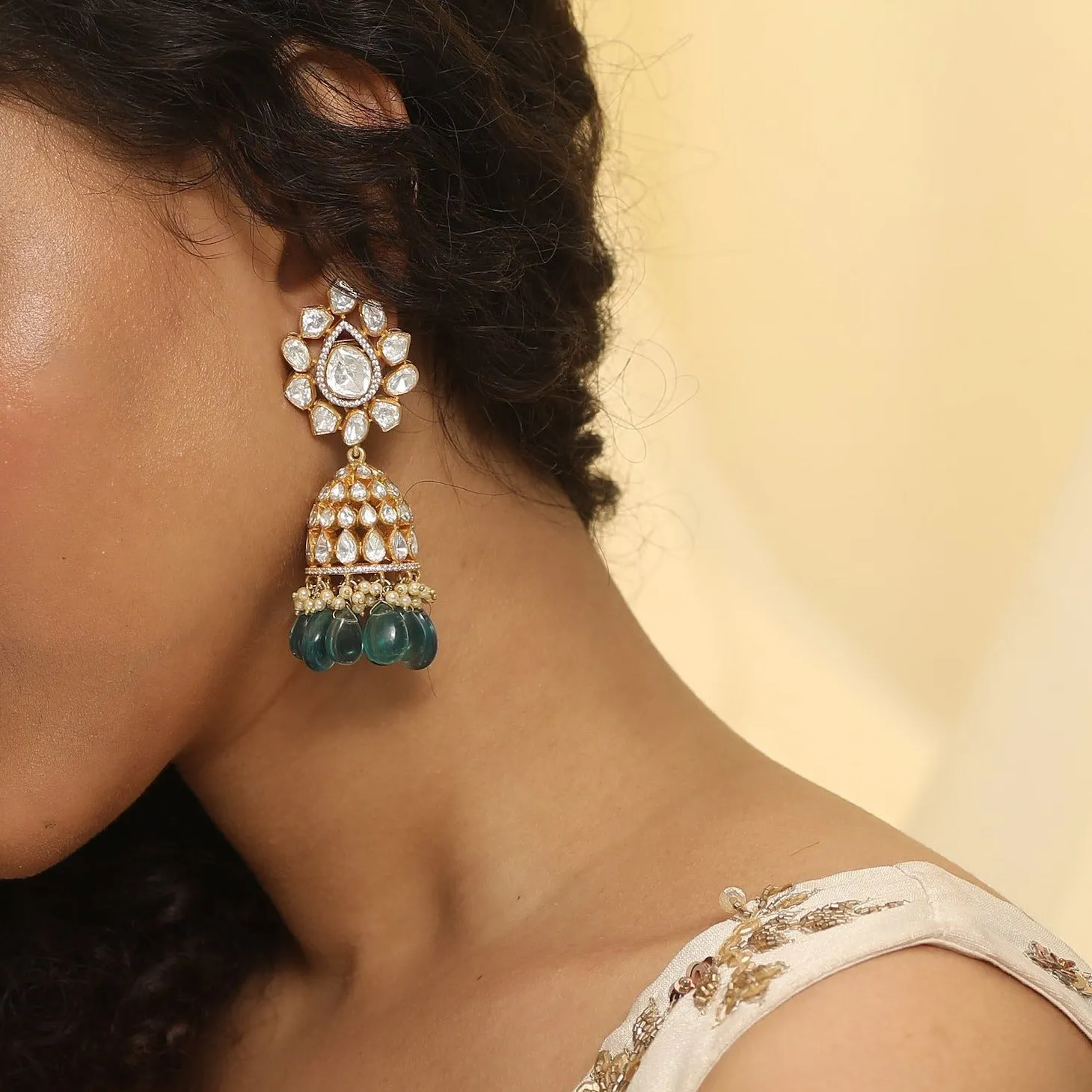 Rasika Moissanite Silver Jhumki Earrings