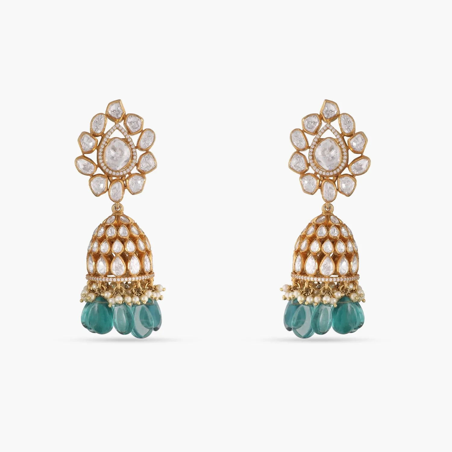 Rasika Moissanite Silver Jhumki Earrings