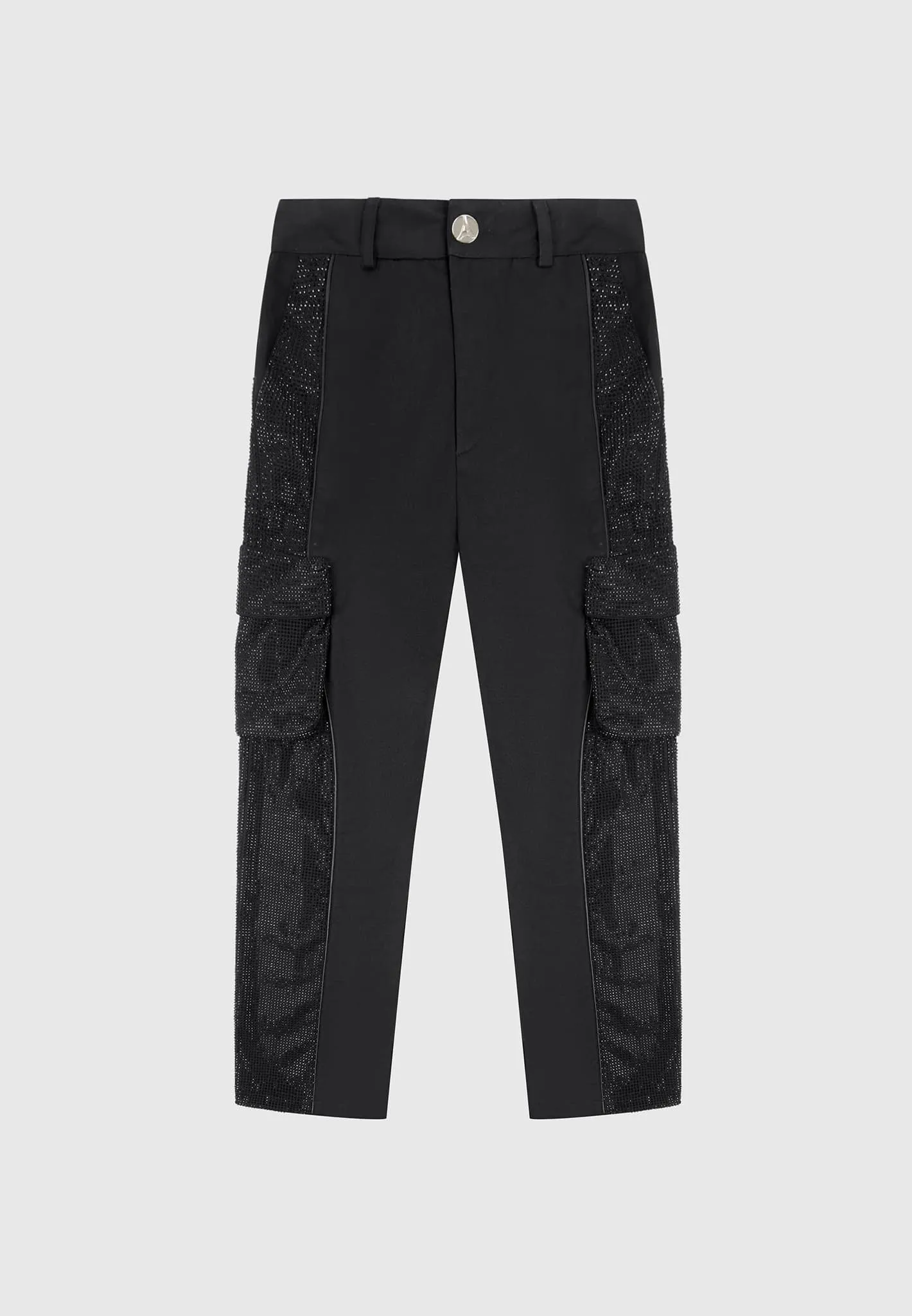 Rhinestone Contour Cargo Pants - Black