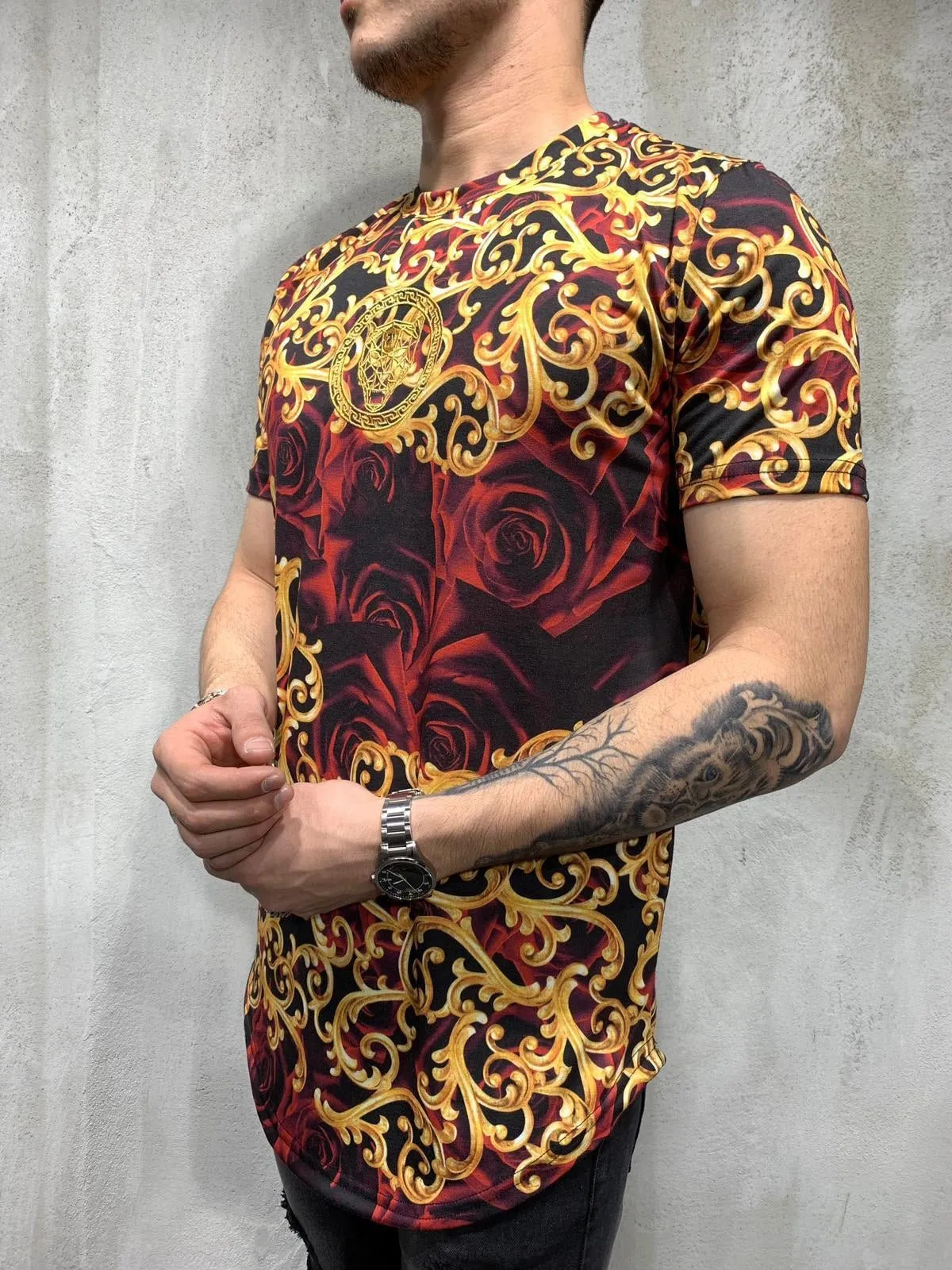 Rose Printed Oversized Mens T-Shirt AY423 Streetwear Mens T-Shirts