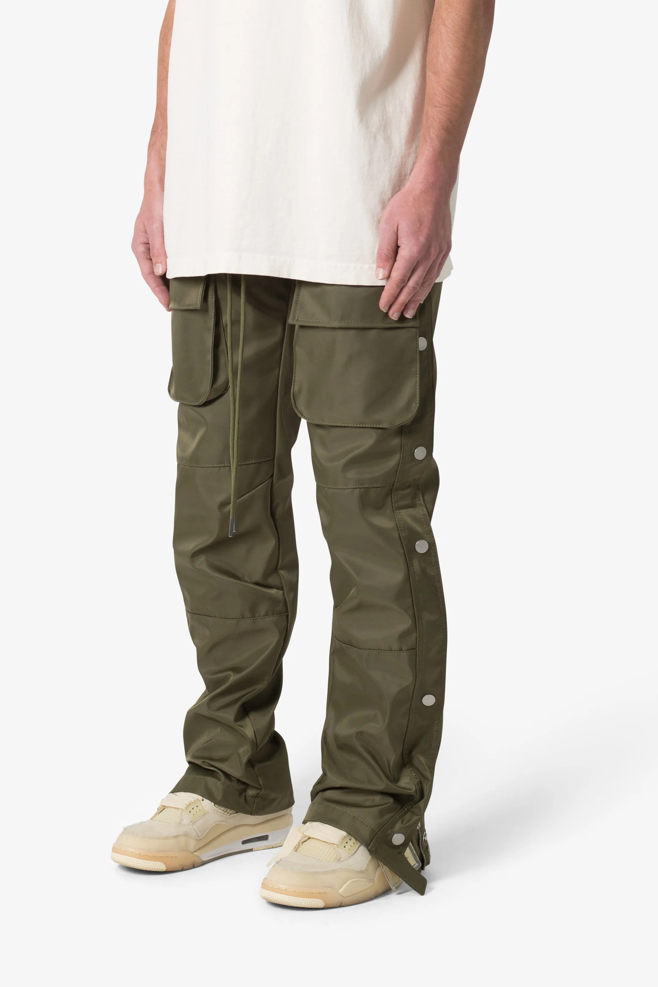 Snap Front Cargo Pants - Olive