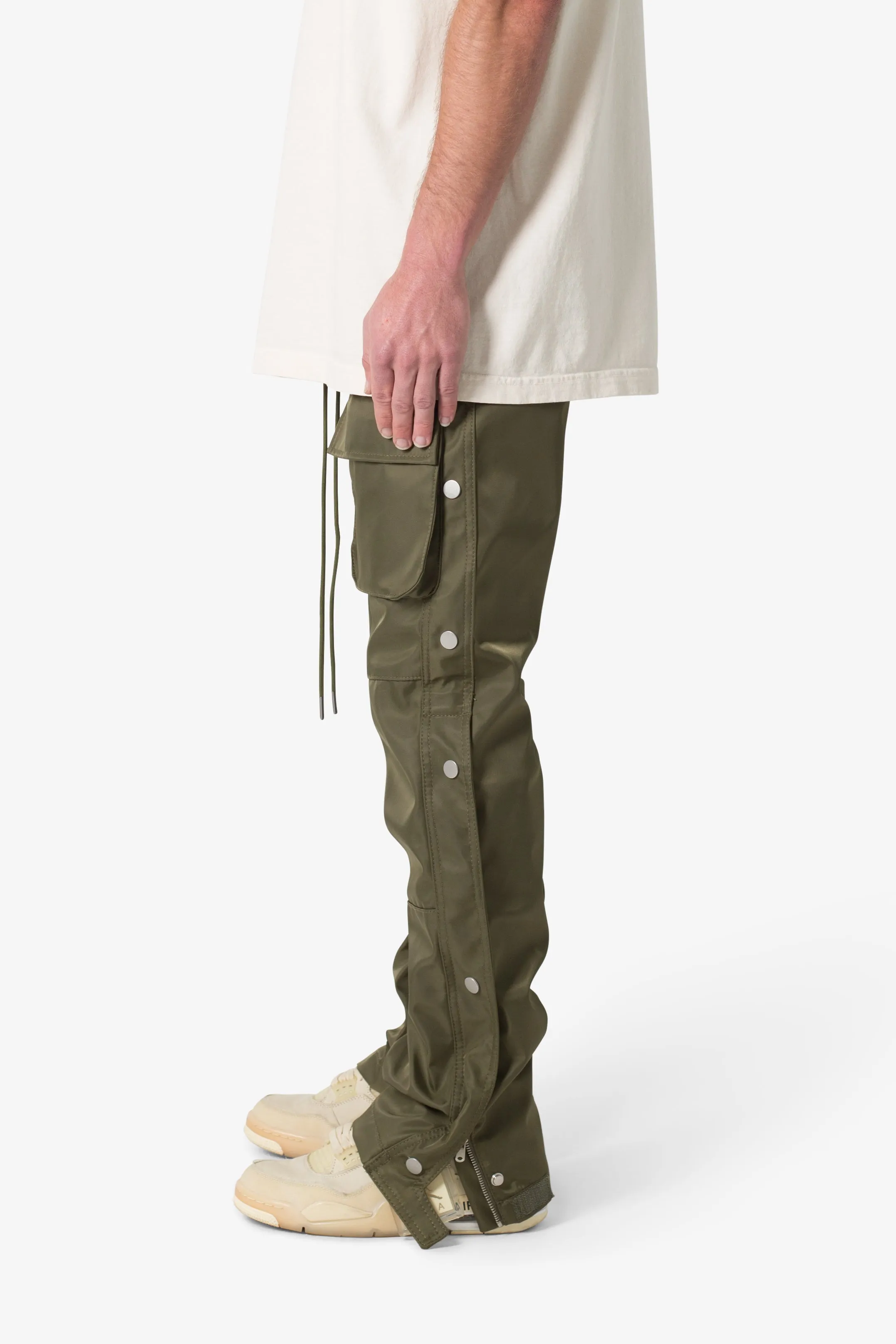 Snap Front Cargo Pants - Olive