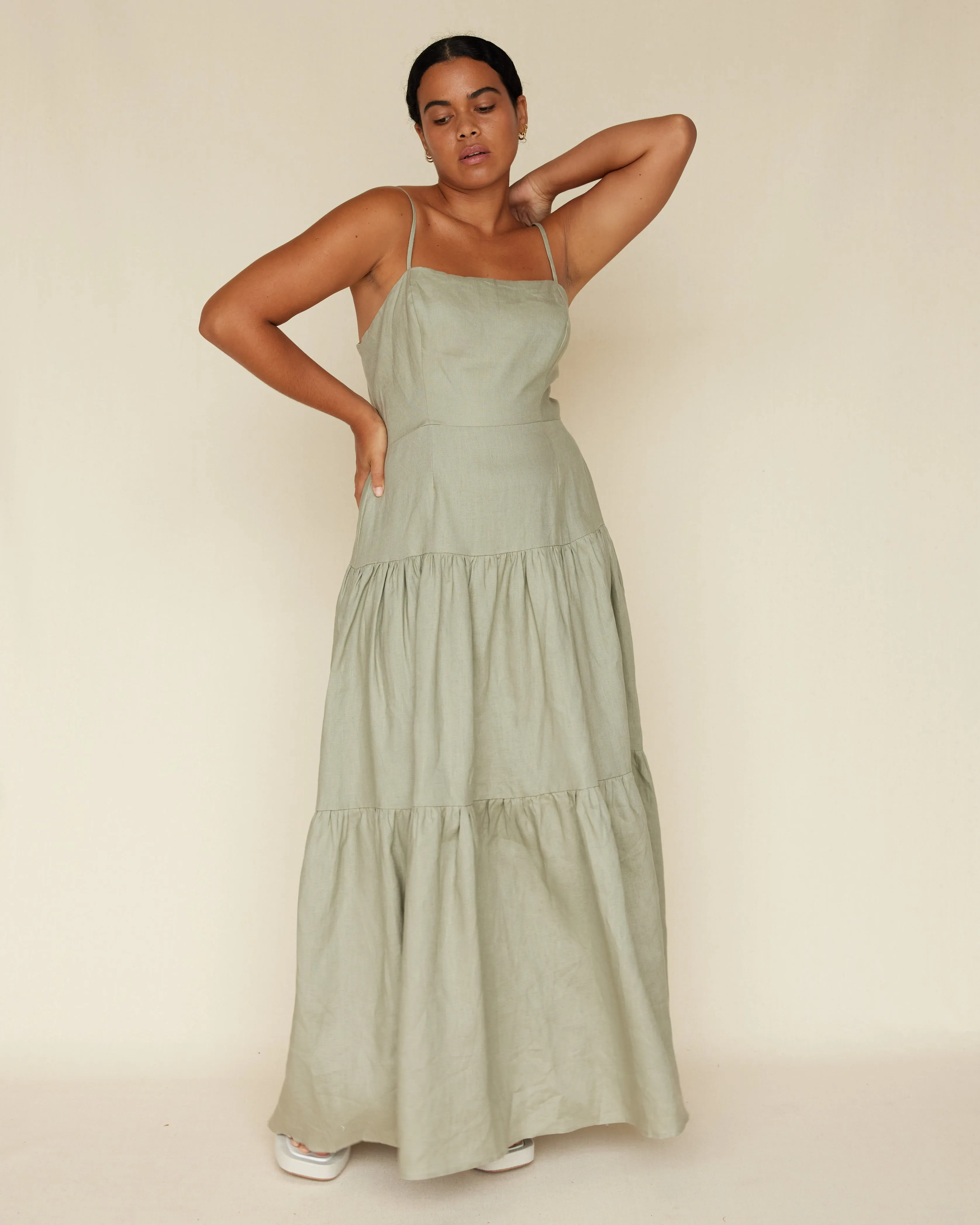 Sorrento Linen Maxi Dress - Sage