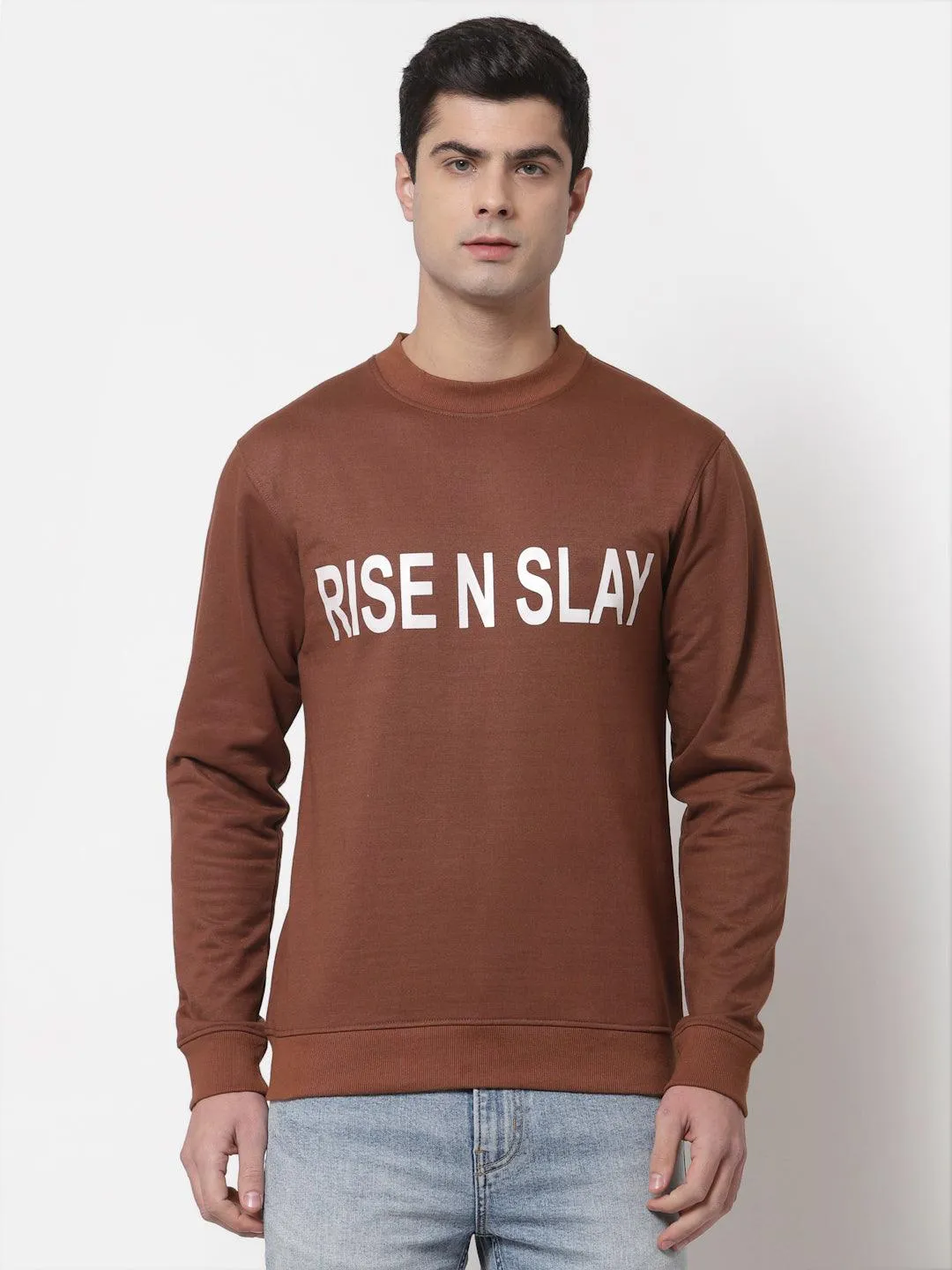 Style Quotient Men Brown Printed Sweatshirt