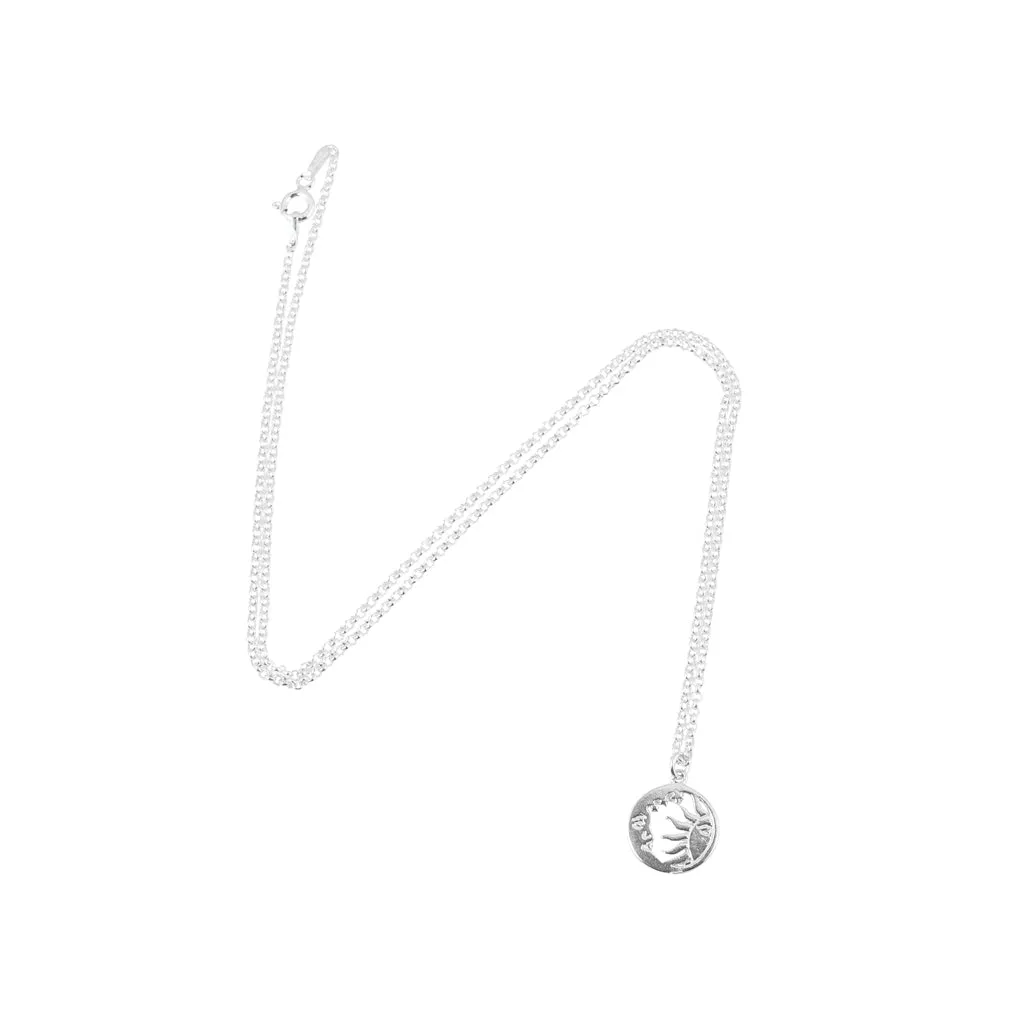 Sun and Moon Necklace in Silver