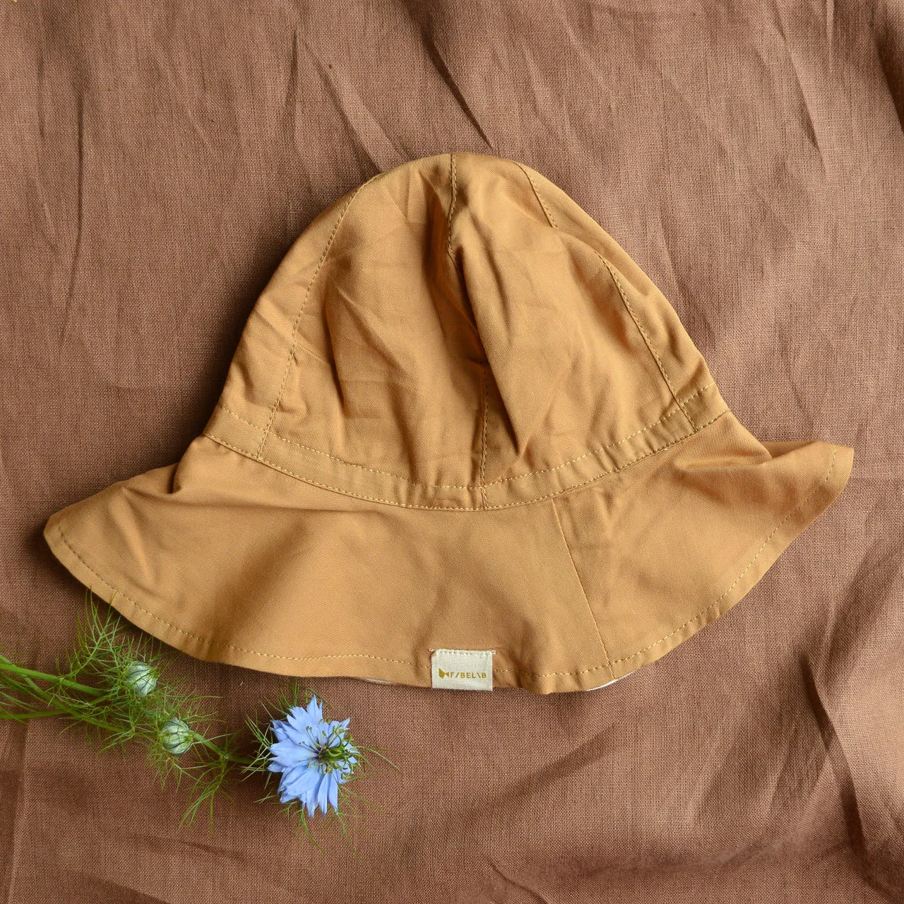 Sun Hat in 100% Organic Cotton  - Caramel (Newborn-6y )