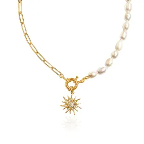 Sun Pearl & Chain Necklace