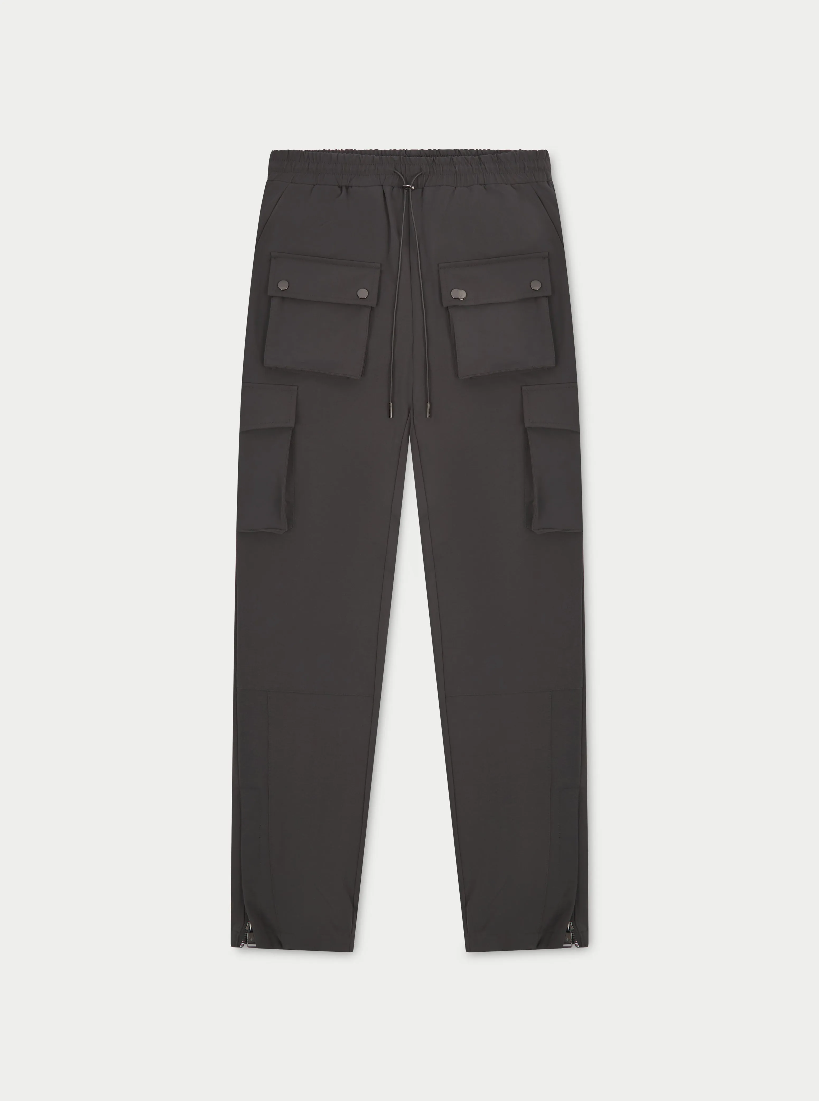 TECHNICAL STRETCH ZIP CARGO PANTS - CHARCOAL