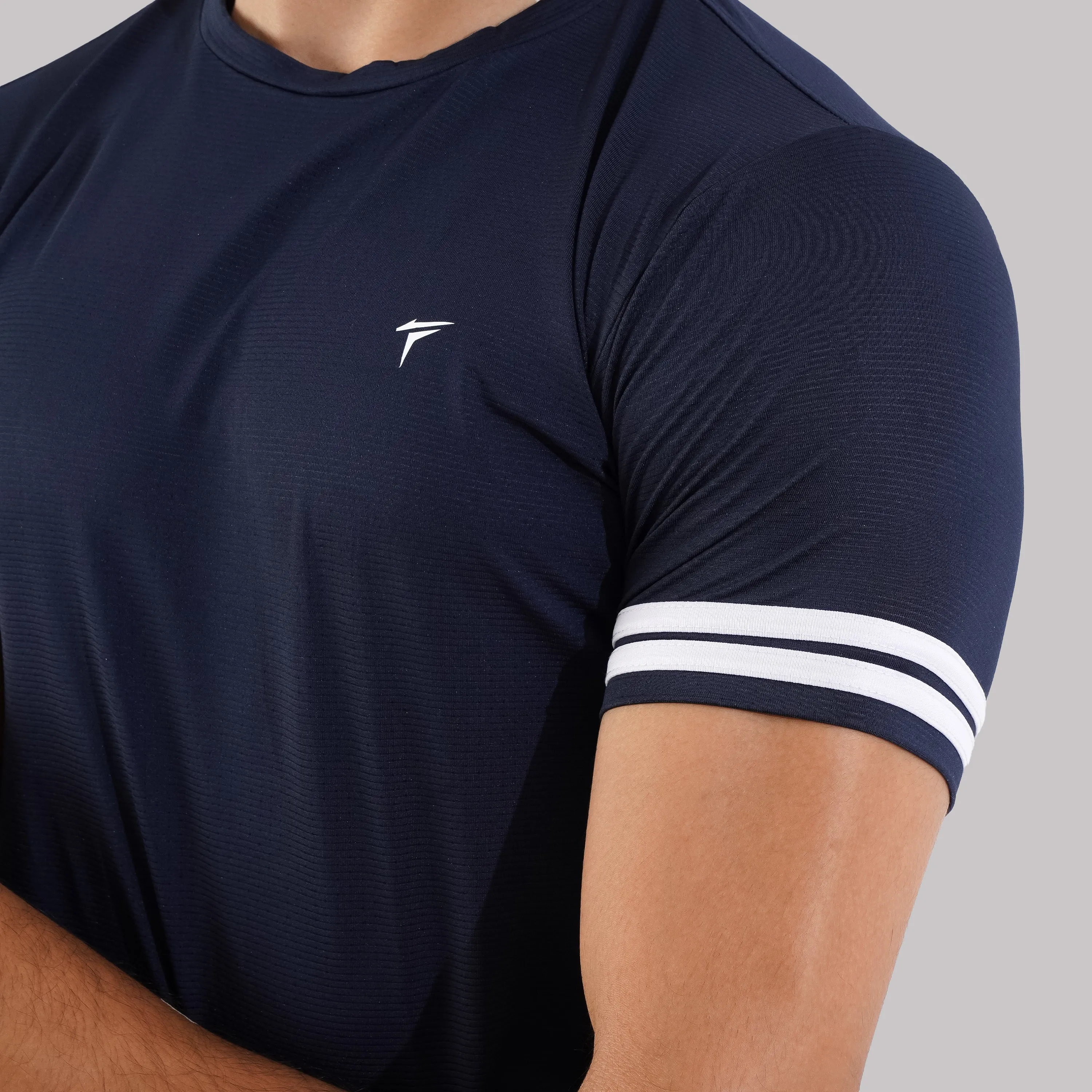 TF-Two Stripes Premium Navy Mesh Tee