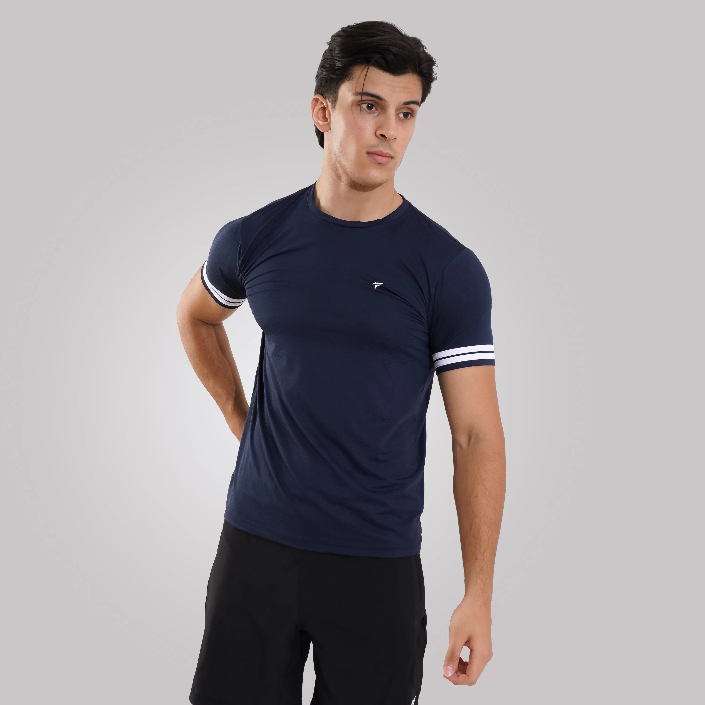 TF-Two Stripes Premium Navy Mesh Tee