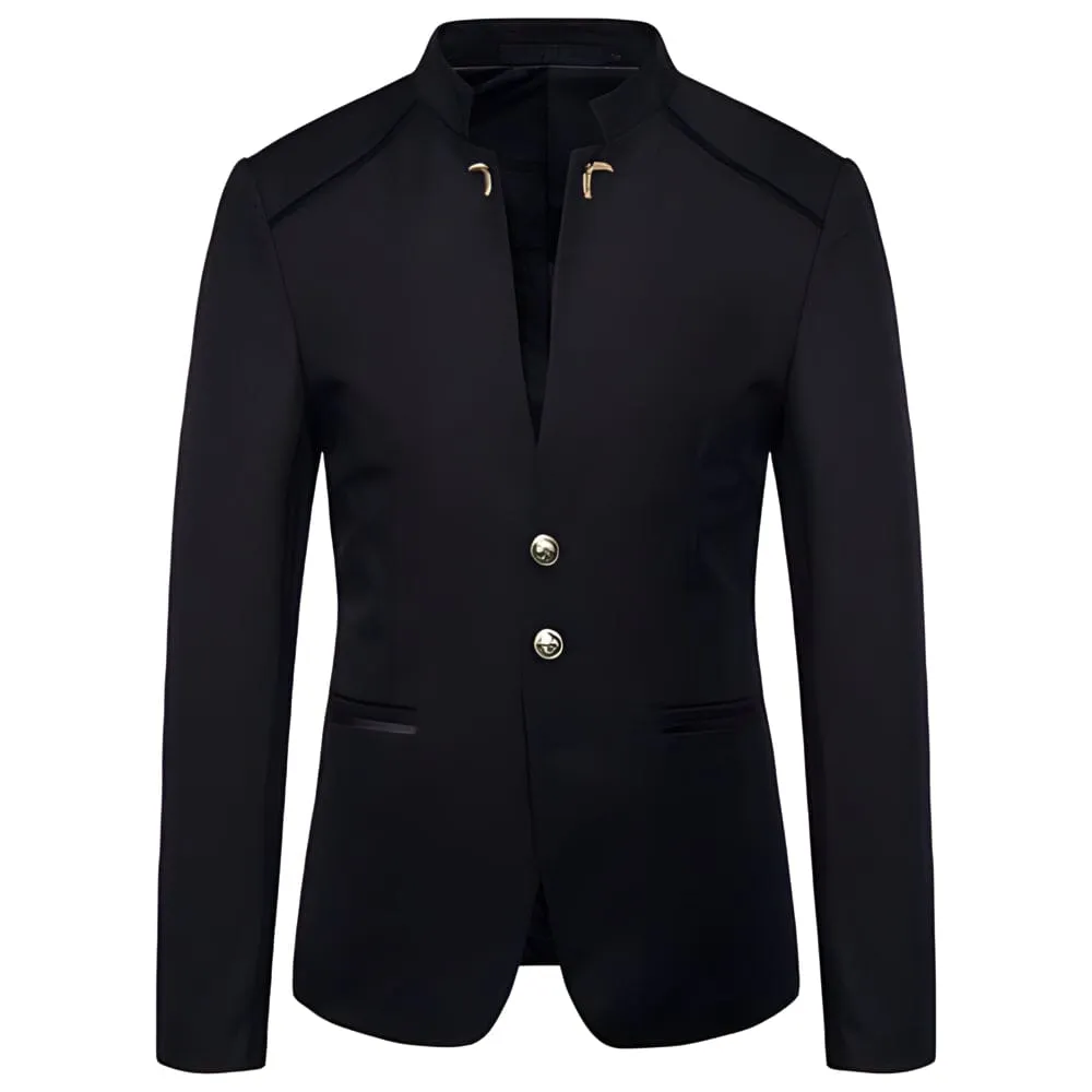 The Navid Slim Fit Mandarin Collar Blazer Suit Jacket - Multiple Colors