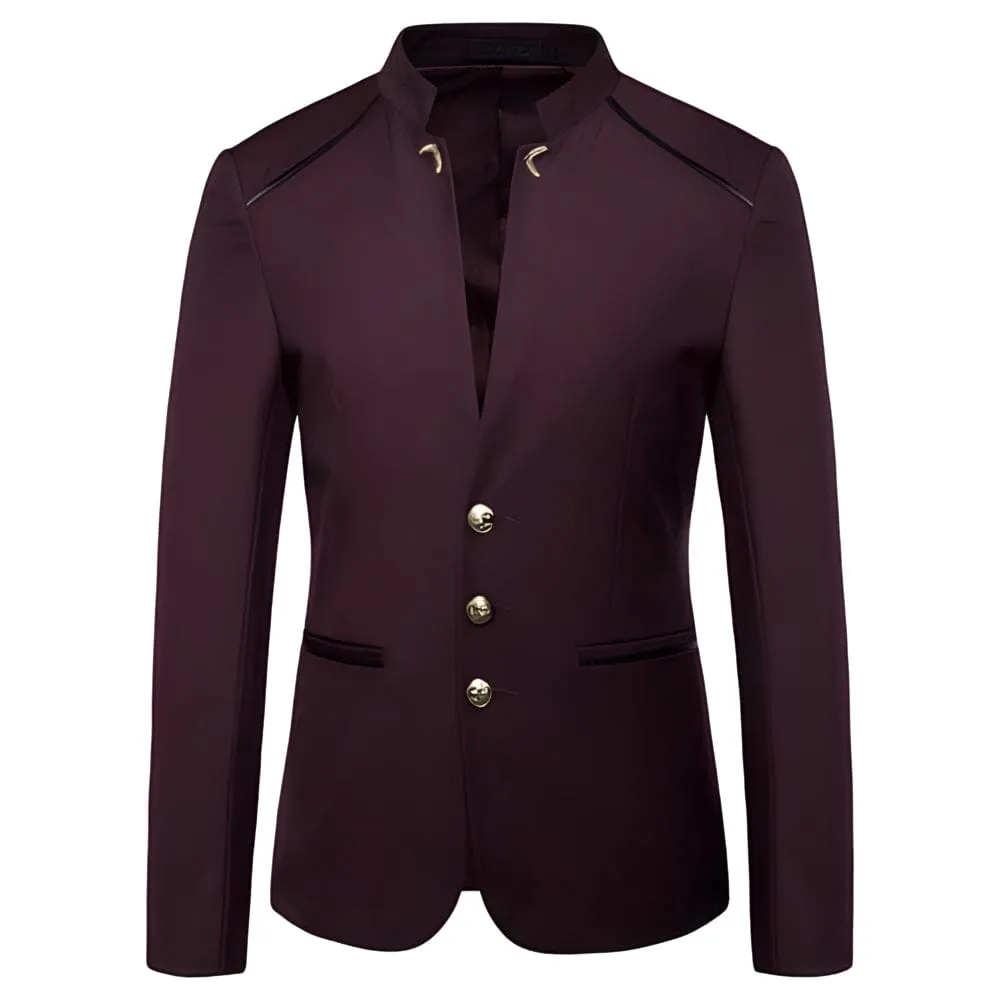 The Navid Slim Fit Mandarin Collar Blazer Suit Jacket - Multiple Colors