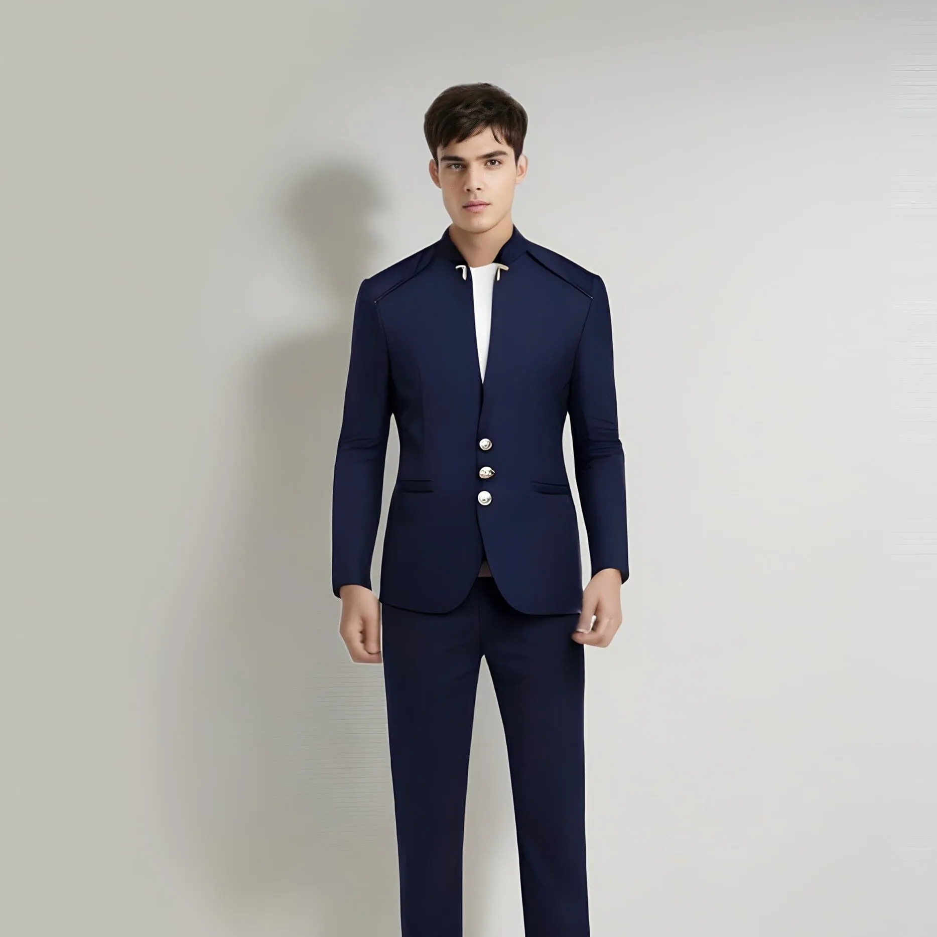 The Navid Slim Fit Mandarin Collar Blazer Suit Jacket - Multiple Colors