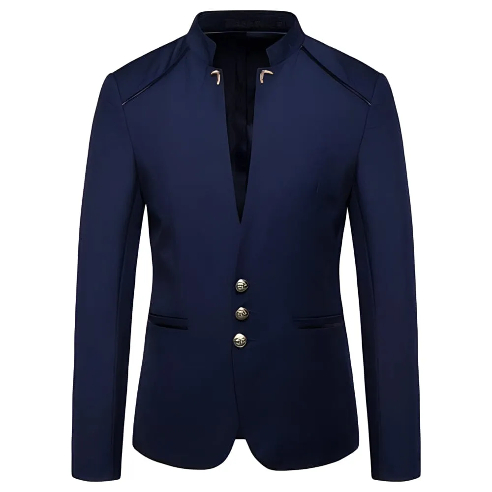 The Navid Slim Fit Mandarin Collar Blazer Suit Jacket - Multiple Colors