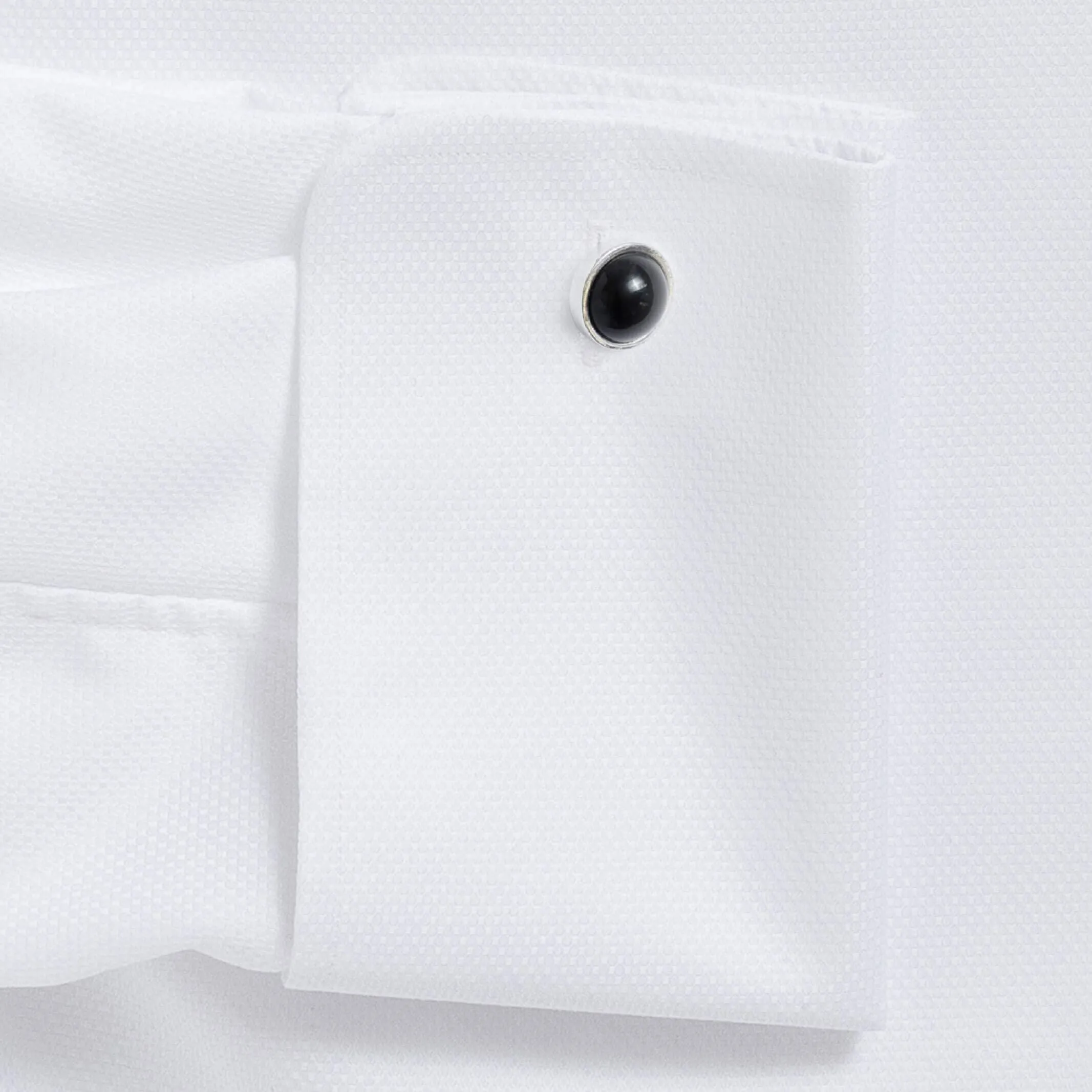 The White Elden Dobby Non Iron Covered Placket Custom Tuxedo Shirt