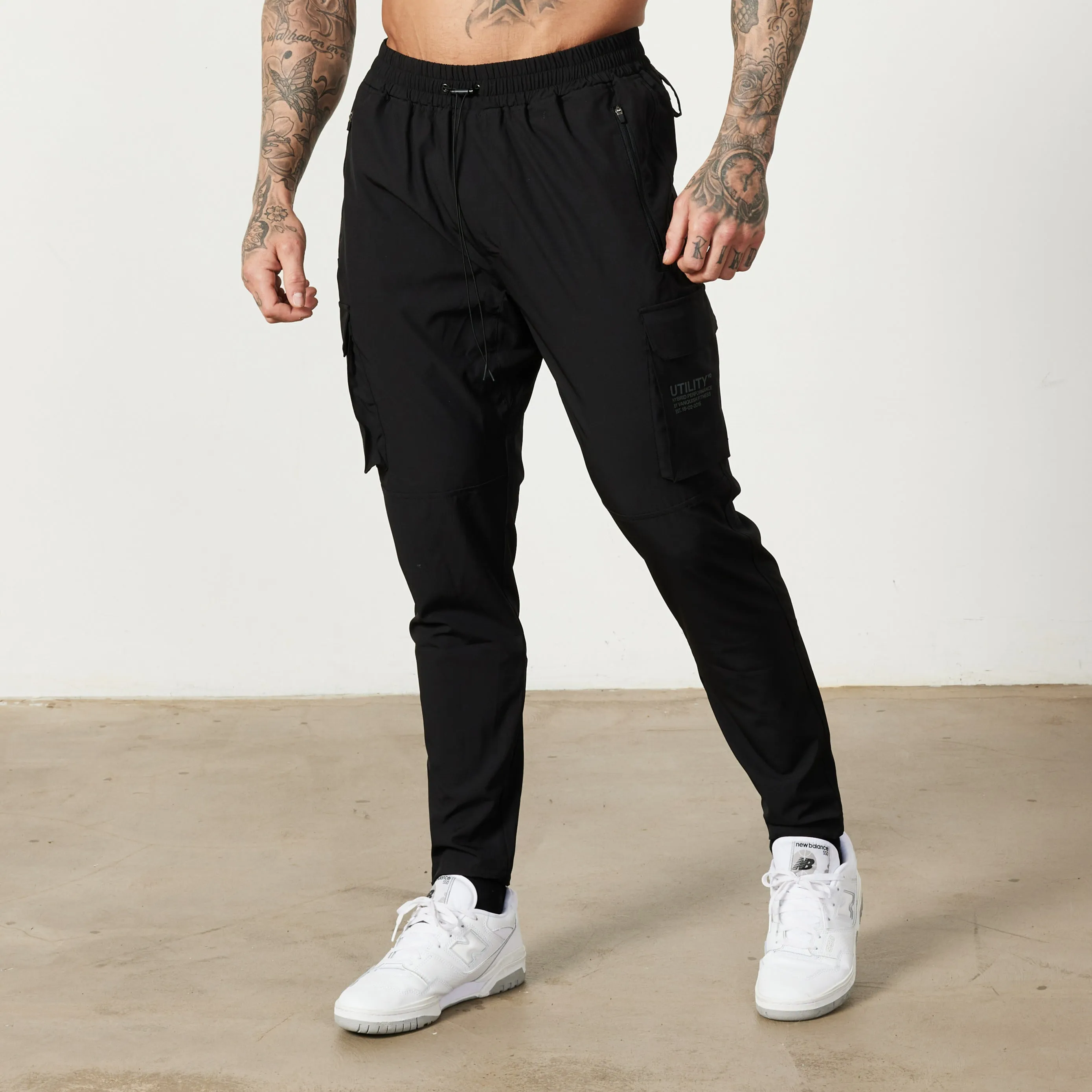 Vanquish Utility Black Tapered Cargo Pants