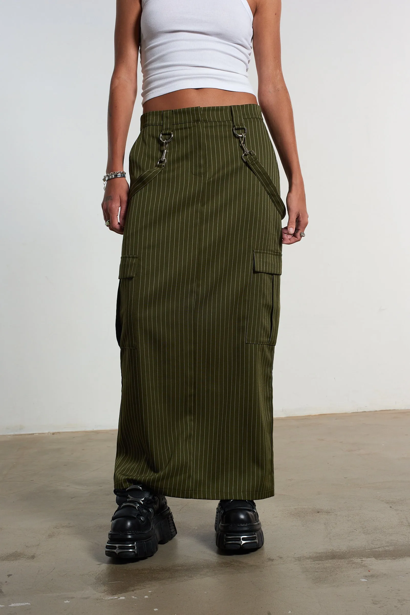 Villain Pinstripe Maxi Skirt