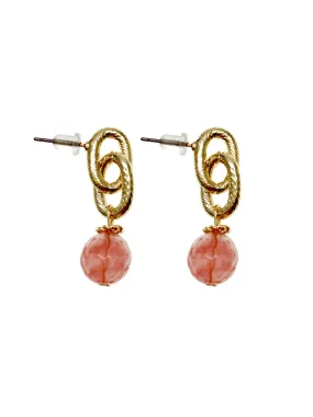 Watermelon Quartz Chain Earrings GE001