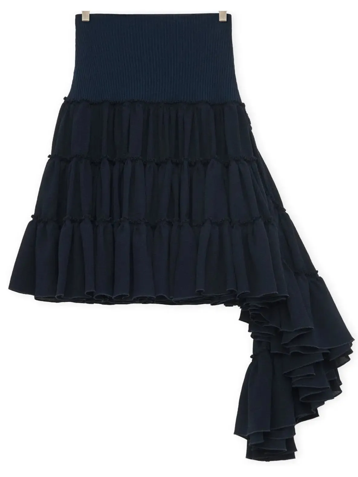 Women’s Asymmetric Ruffle Tiered Mini Skirt in Navy