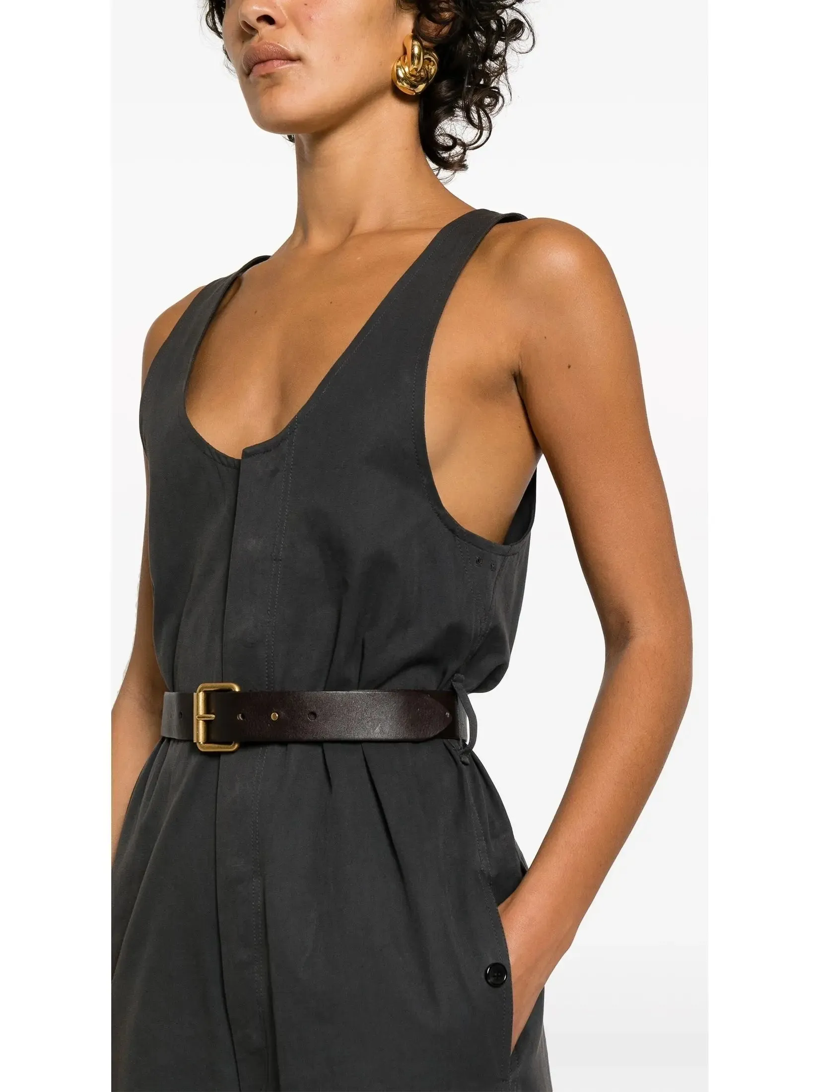 Women’s Belted Jumpsuit in Cotton Twill