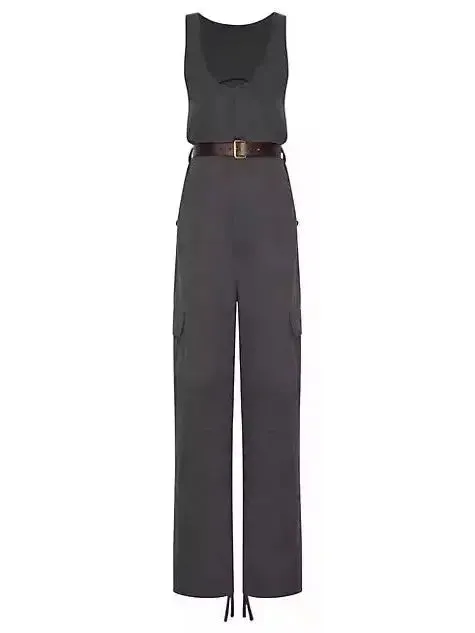 Women’s Belted Jumpsuit in Cotton Twill