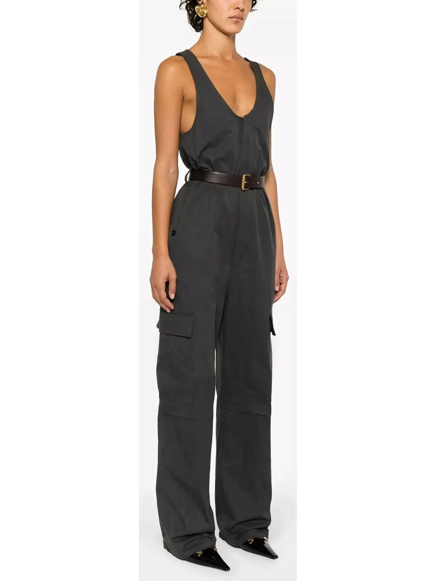 Women’s Belted Jumpsuit in Cotton Twill