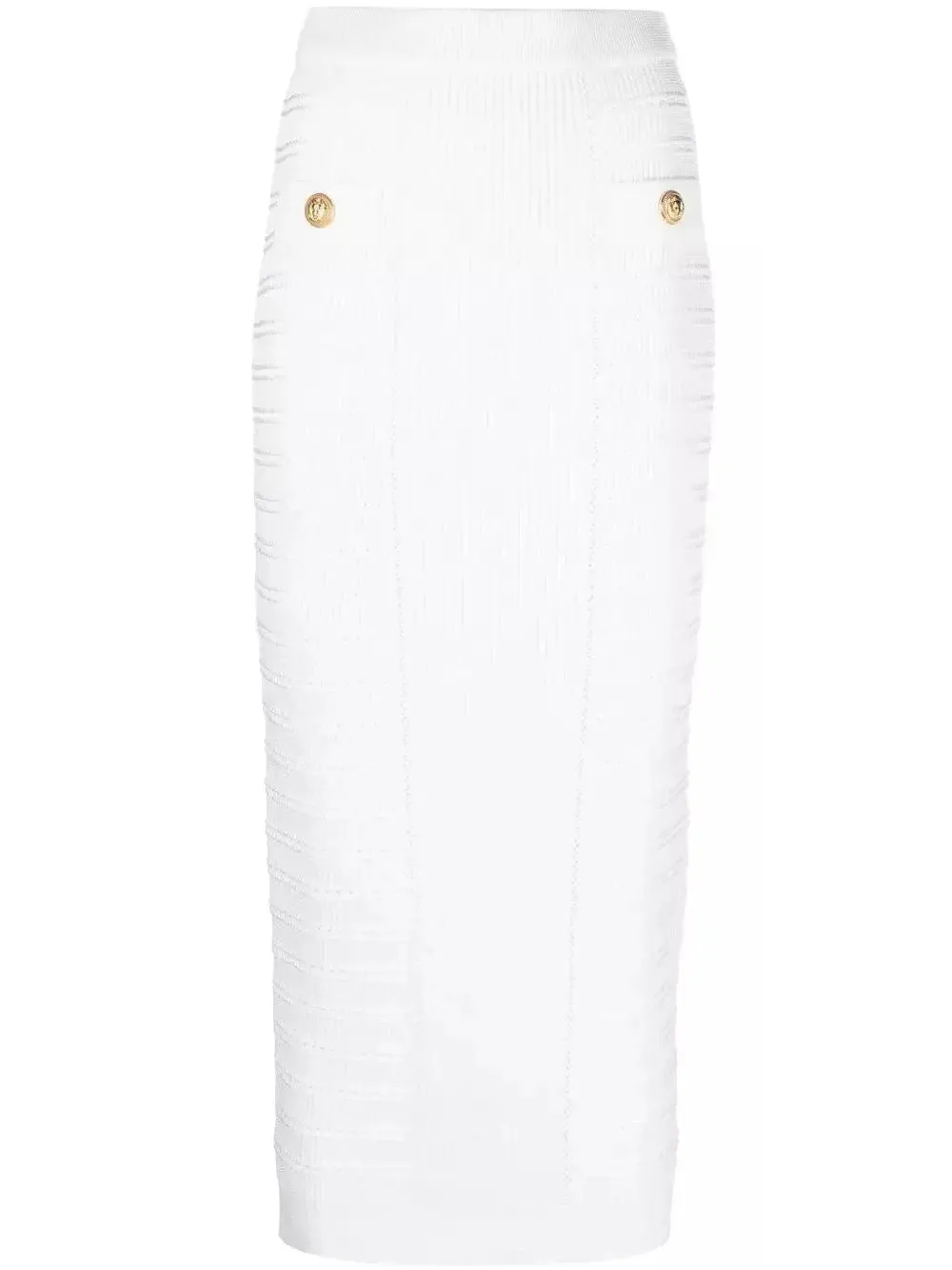 Women’s Button-Embellished Knit Crop Top and Skirt Set, White