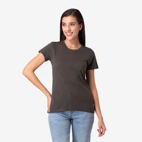 Women's Plain Half Sleeve Round-Neck T-Shirt For Summer - Olive