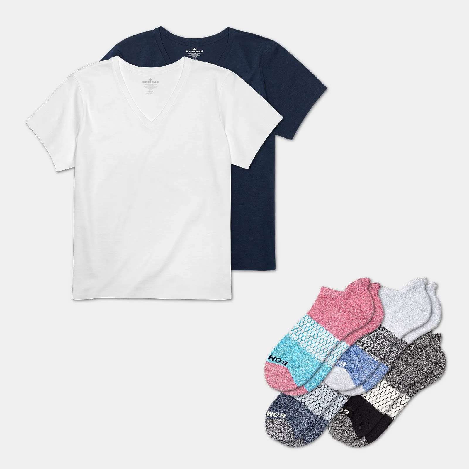 Women's V-Neck T-Shirt & Ankle Sock 6-Pack