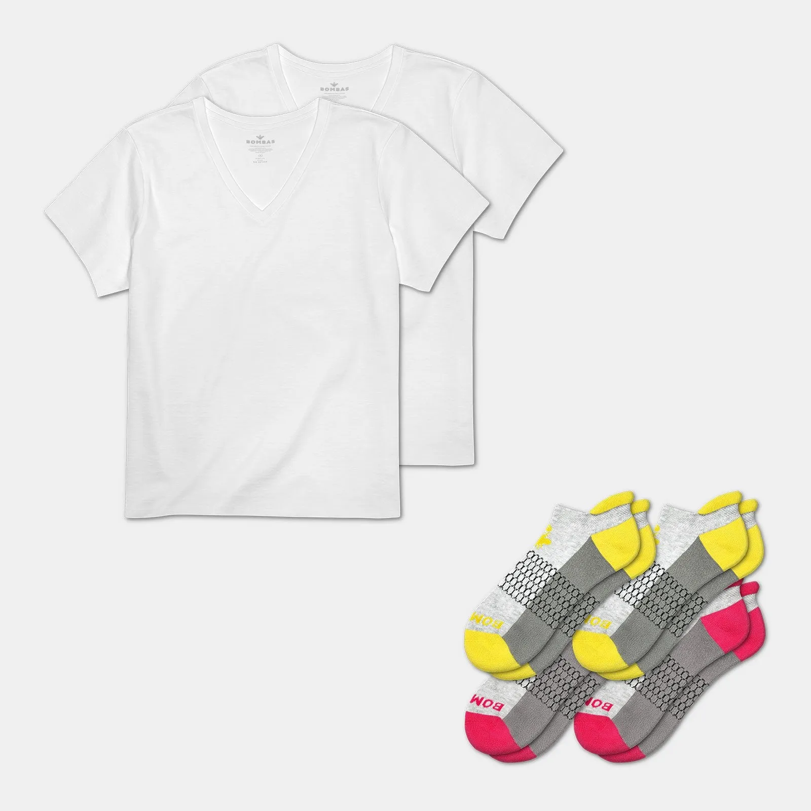 Women's V-Neck T-Shirt & Ankle Sock 6-Pack