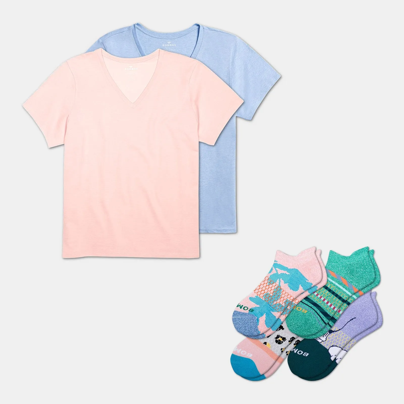 Women's V-Neck T-Shirt & Ankle Sock 6-Pack