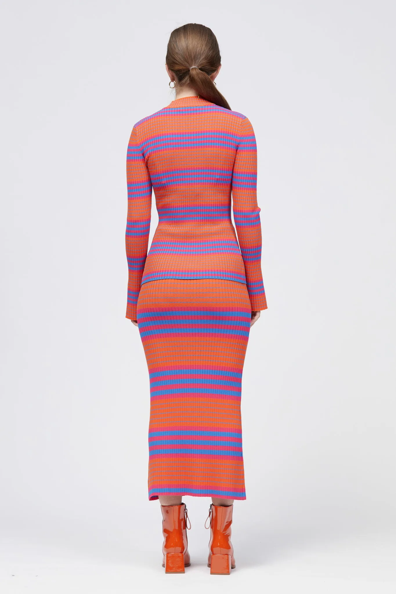 Zaspa Top Blue/Pink/Orange Stripe W23