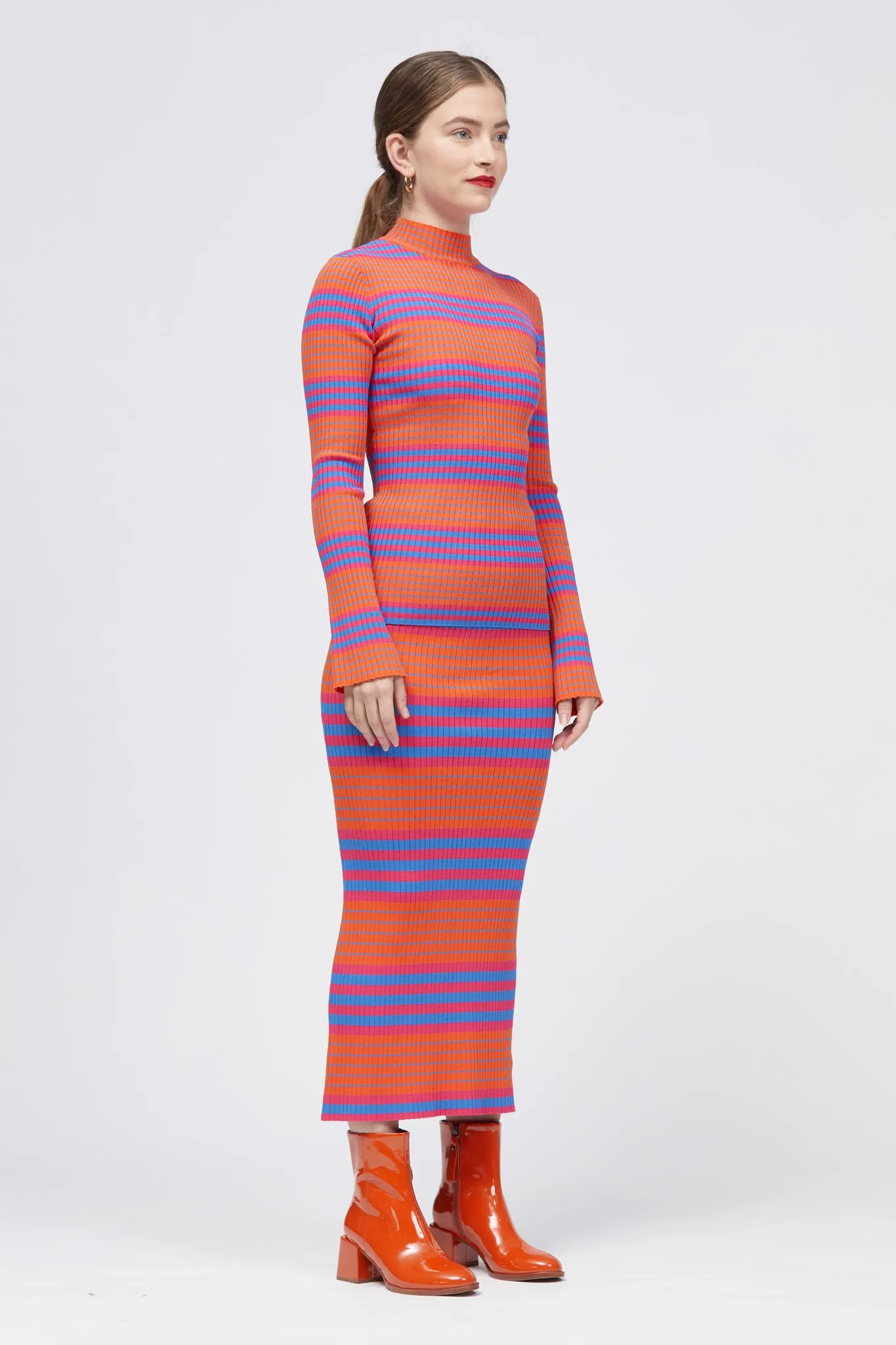 Zaspa Top Blue/Pink/Orange Stripe W23